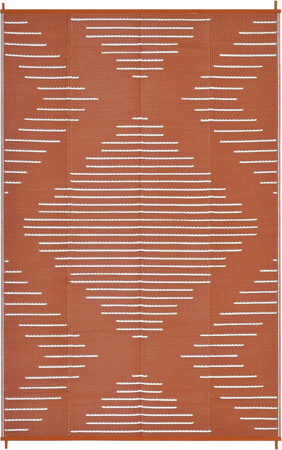 Garvee 10x14 Outdoor Waterproof Rugs for Backyard Terracotta White | Easy-Cleaning Plastic Reversible Rugs Indoor Outdoor RV Mat Carpet for Patio Backyard Porch RV Beach Picnic