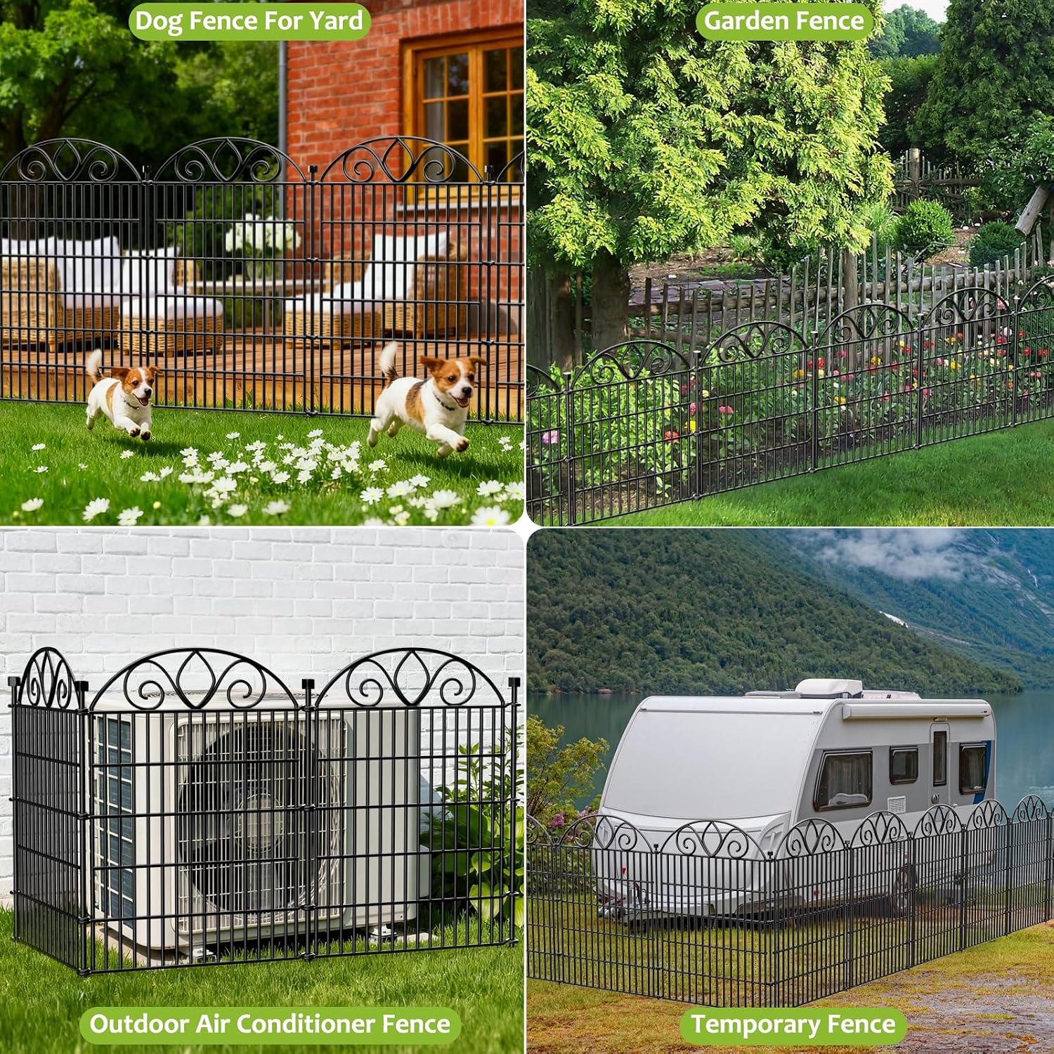 No Dig Garden Fence Outdoor for Yard. 10 Panels with Gate | 44in(H) x23.6ft(L) Rustproof Metal Animal Barrier. Temporary Dog Fence. Decorative Fencing for Flower Bed. Patio. and Pet