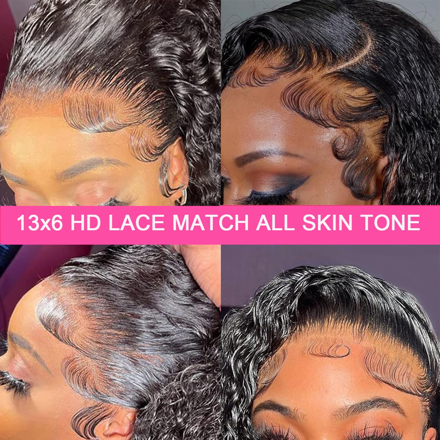 TONHONK 30 Inch Deep Wave Lace Front Wigs Human Hair 200 Density 13x6 HD Lace Frontal Wigs Human Hair Pre Plucked Deep Curly Glueless Wigs Human Hair Curly Wigs for Women Natural Color