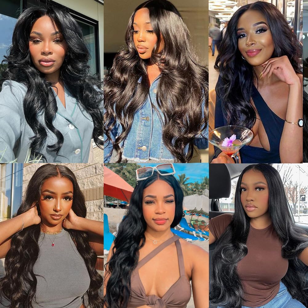 Body Wave Human Hair Bundles with Closure (26 28 30+22) 5x5 HD Closure with Bundles Human Hair 3 Weave Bundles with Closure Brazilian 100% Unprocessed Virgin Weft Hair Free Part