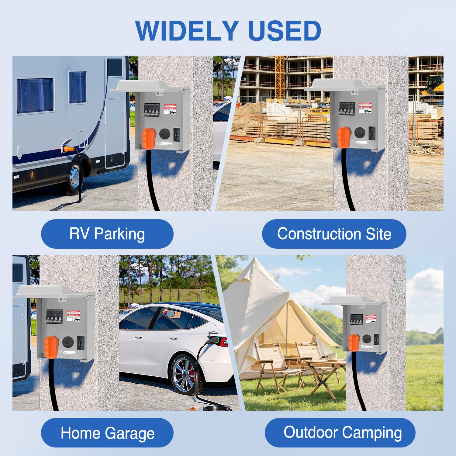Nilight 20 30 50 Amp RV Power Outlet Box with Breaker 125/250V ETL Listed | NEMA 14-50R TT-30R GFCI Temporary Receptacle Panel Heavy Duty Enclosed Lockable Waterproof for EV Camper Van Travel Trailer