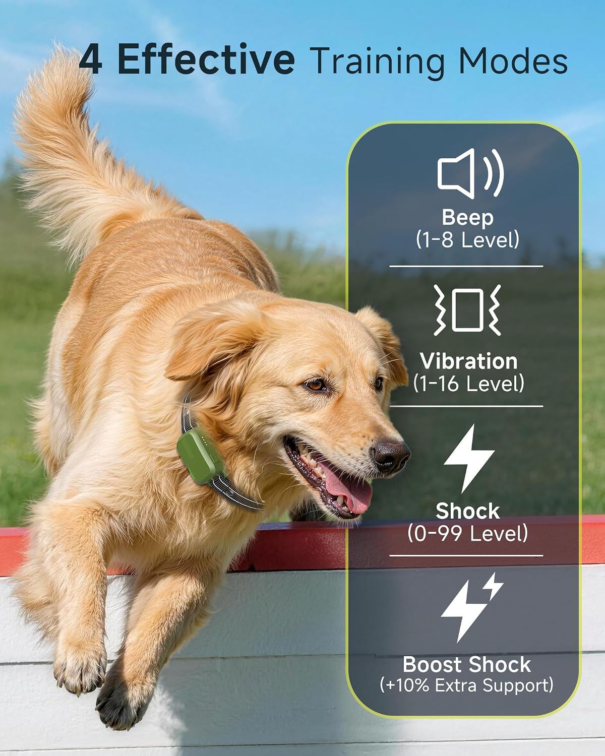 Dog Shock Collar - 4500FT Dog Training Collar with Remote for Dogs 10-120lb | IPX8 eCollar with No-Shock Mode. Beep(1-8) Vibration(1-16) Shock(0-99). Waterproof Electric Colalr for Small Medium Large Dog