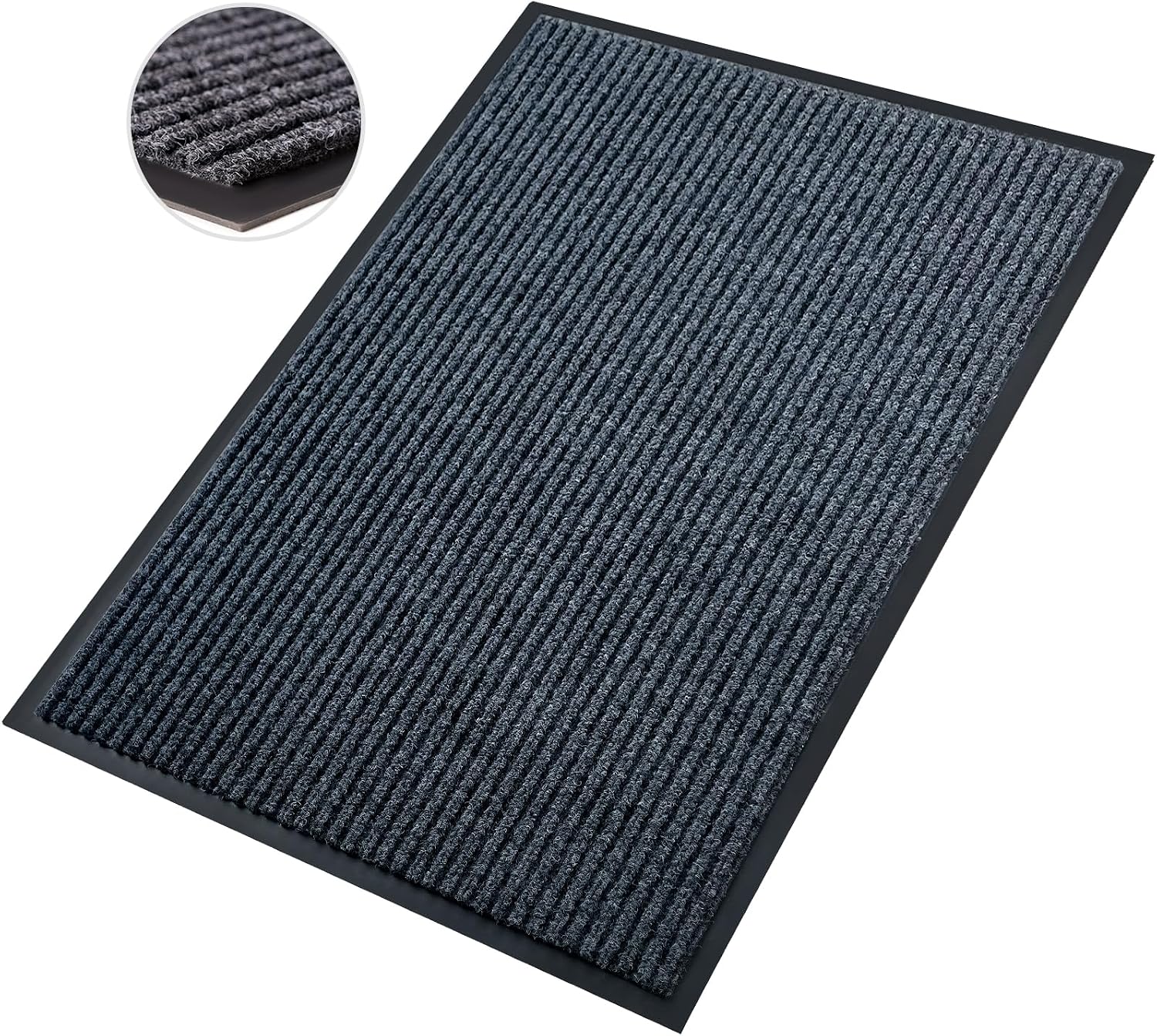 Dmprosel Front Door Mat. 4'x8'Indoor Outdoor Welcome Commercial Floor Mats | Heavy Duty Durable Inside Outside Entrance. Waterproof All-Season. All-Weather Non Slip Backing Doormat for Entryway. Black