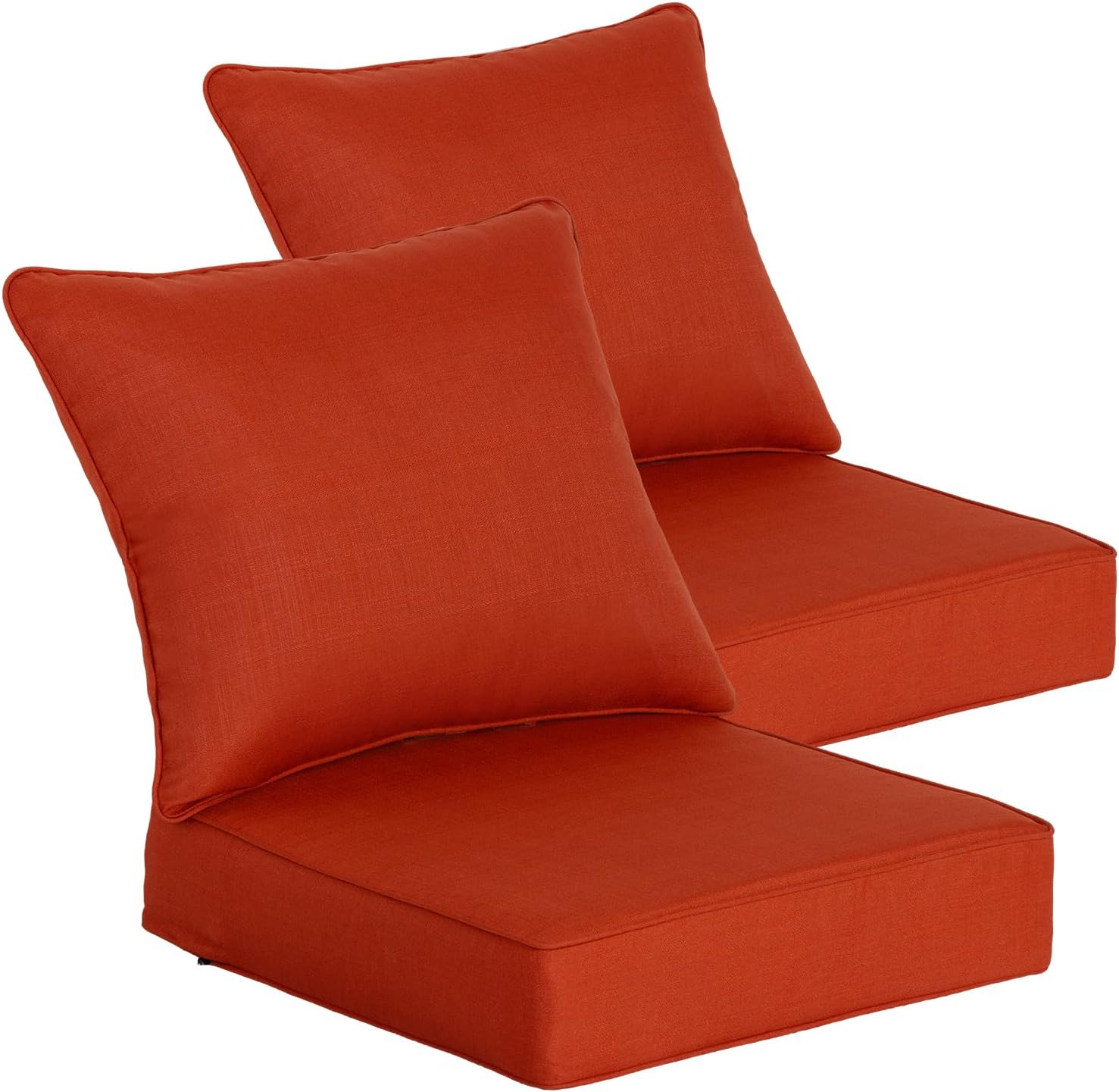 Goodgoods 24x24 Outdoor Deep Seat Cushions 2-Pack. 30D Foam. Quarry Red | 30D High-Resilience Foam. Fade-Resistant for 1000+ Hours. Water-Resistant for Outdoor Sofa Chairs