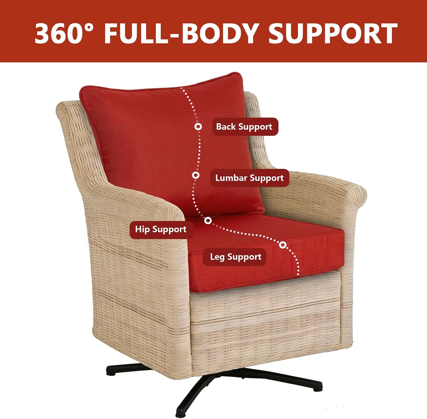 Goodgoods 24x24 Outdoor Deep Seat Cushions 2-Pack. 30D Foam. Quarry Red | 30D High-Resilience Foam. Fade-Resistant for 1000+ Hours. Water-Resistant for Outdoor Sofa Chairs