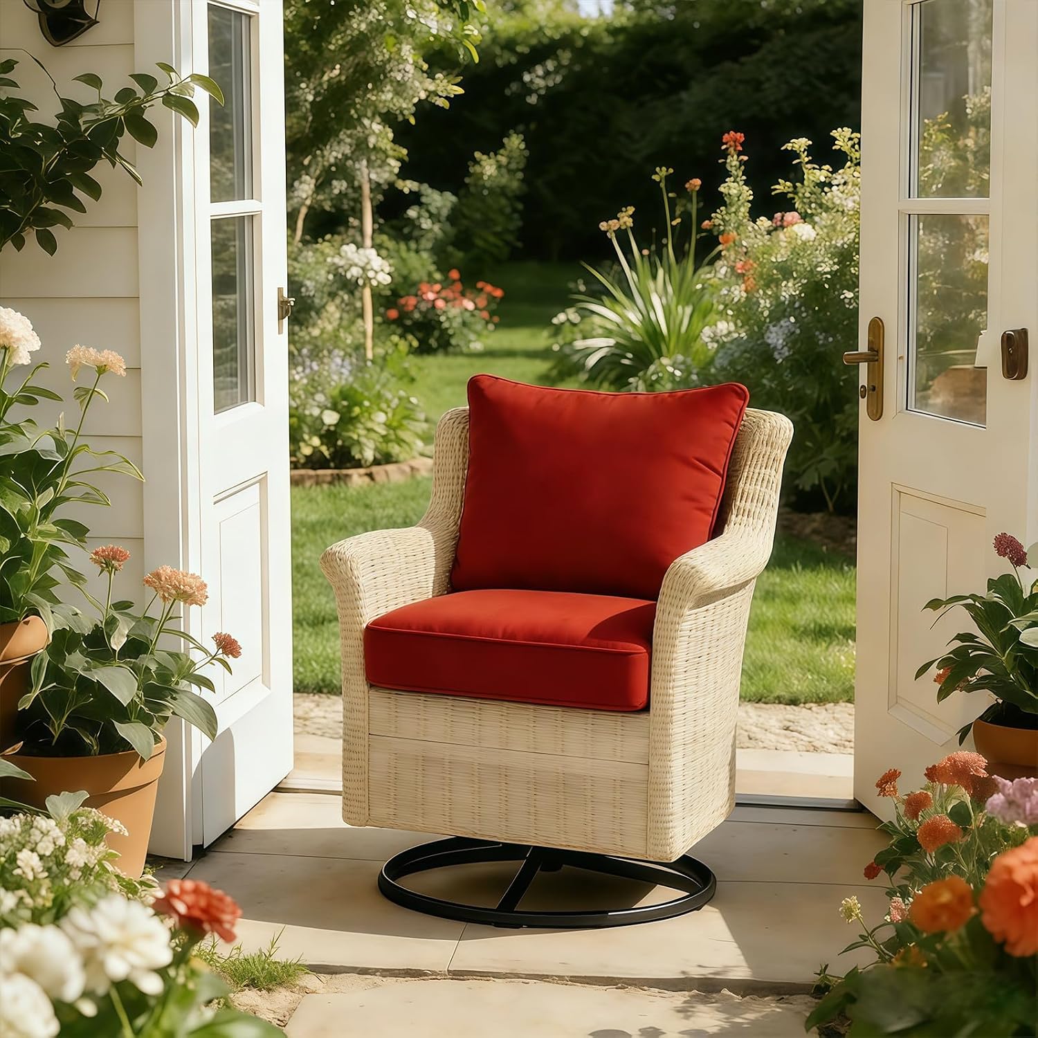 Goodgoods 24x24 Outdoor Deep Seat Cushions 2-Pack. 30D Foam. Quarry Red | 30D High-Resilience Foam. Fade-Resistant for 1000+ Hours. Water-Resistant for Outdoor Sofa Chairs