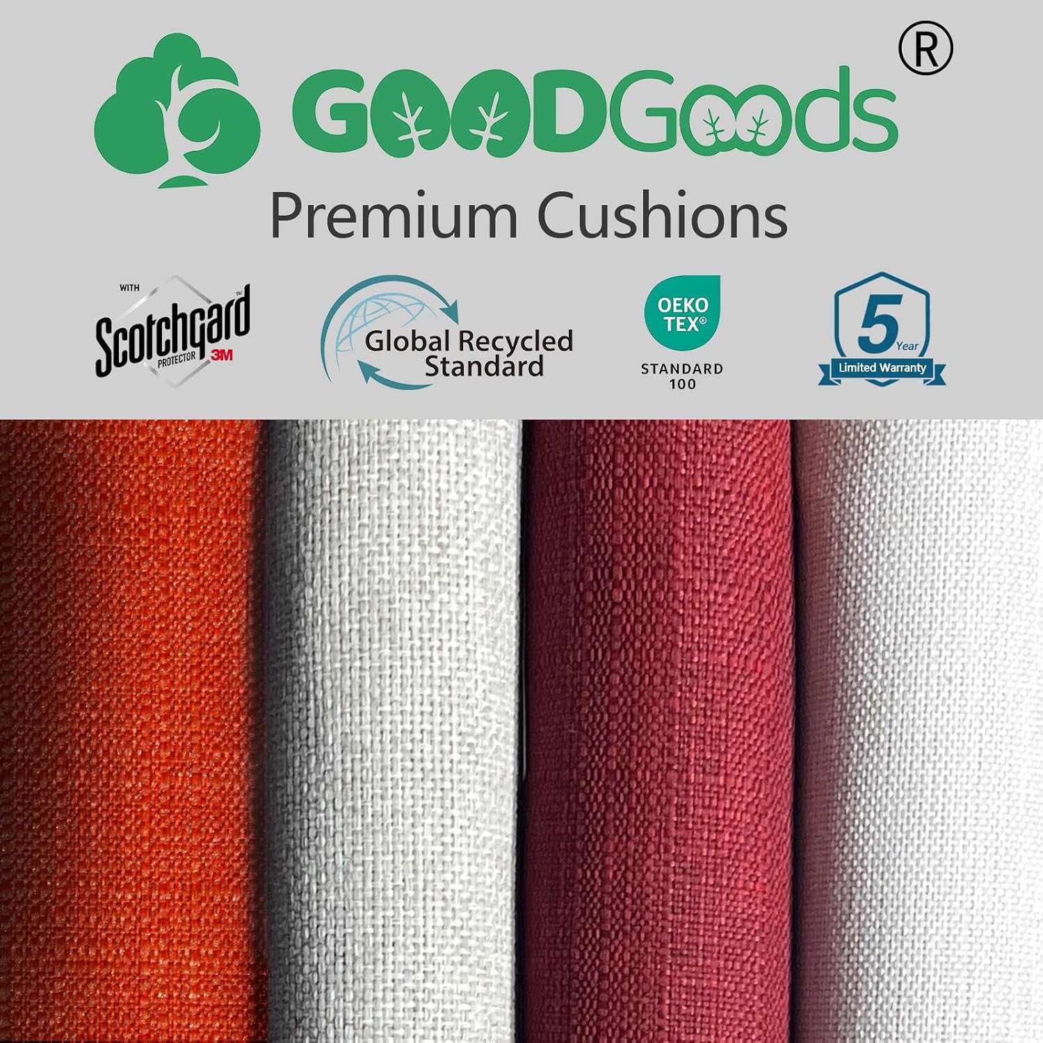 Goodgoods 24x24 Outdoor Deep Seat Cushions 2-Pack. 30D Foam. Quarry Red | 30D High-Resilience Foam. Fade-Resistant for 1000+ Hours. Water-Resistant for Outdoor Sofa Chairs