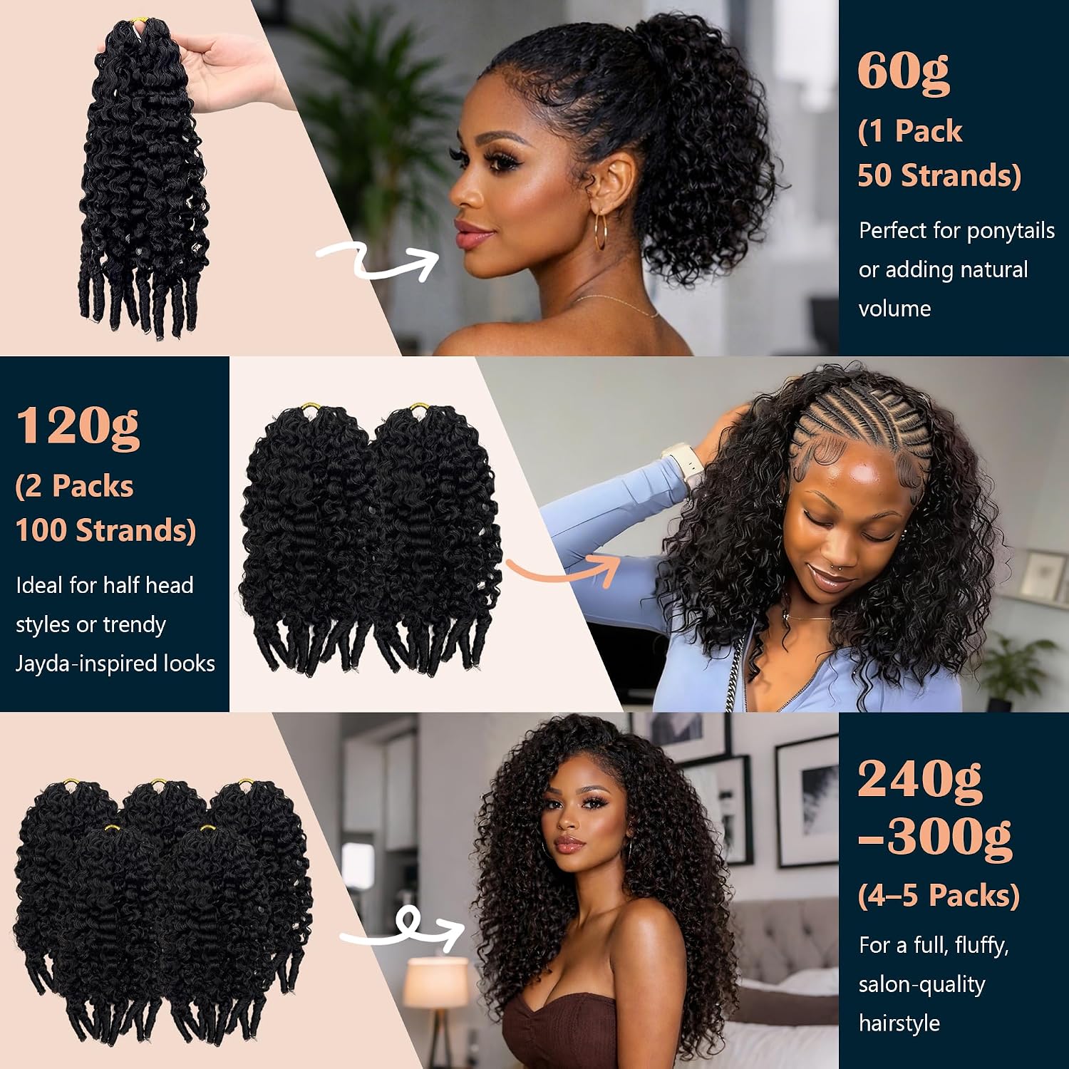 100% Human Hair Crochet Hair Burmese Curly. Pre-Looped & Pre-Separated Crochet Braids. Natural Black. Soft Lightweight. No Shedding. Tangle Free. Crochet Hair for Black Women 100strands 120g 20 Inch