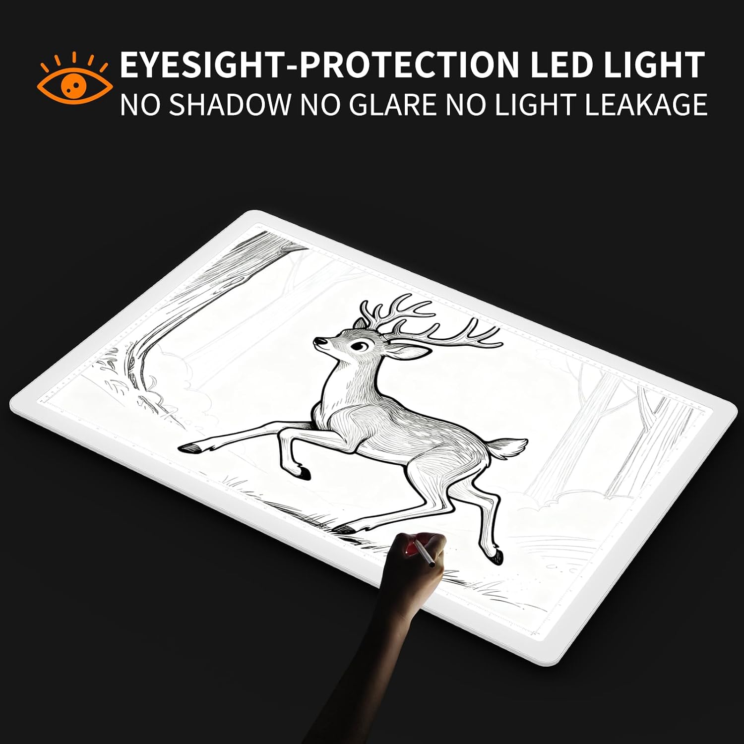 TOHETO Rechargeable Magnetic A2 Light Board 25.2''x18.4''. Large Diamond Painting Light Pad with Side Buttons. 3 Light Colors Light Box for Tracing and Drawing. Dimming LED Light Table for Sketching