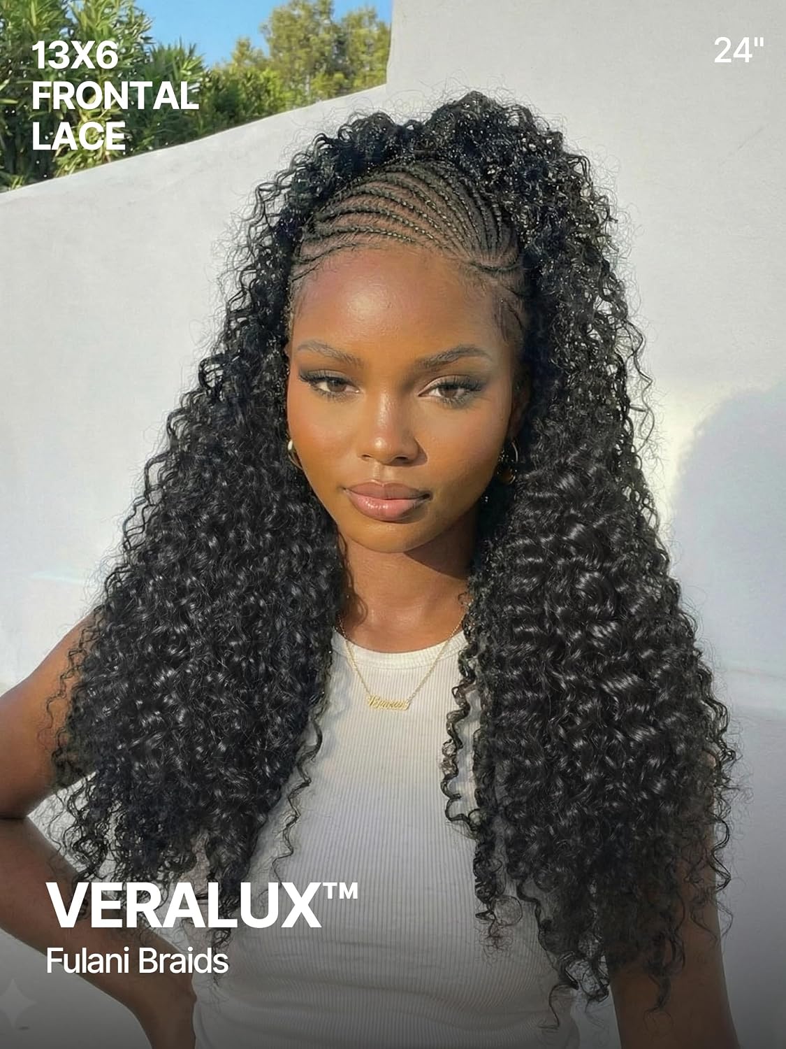 Frodio 13×6 Cornrow Braided Wigs for Black Women 24 Inches Lace Front Wig | Pre-Cut Water Wave Lace Wig Veralux™ Fiber Natural Look Beginner Friendly