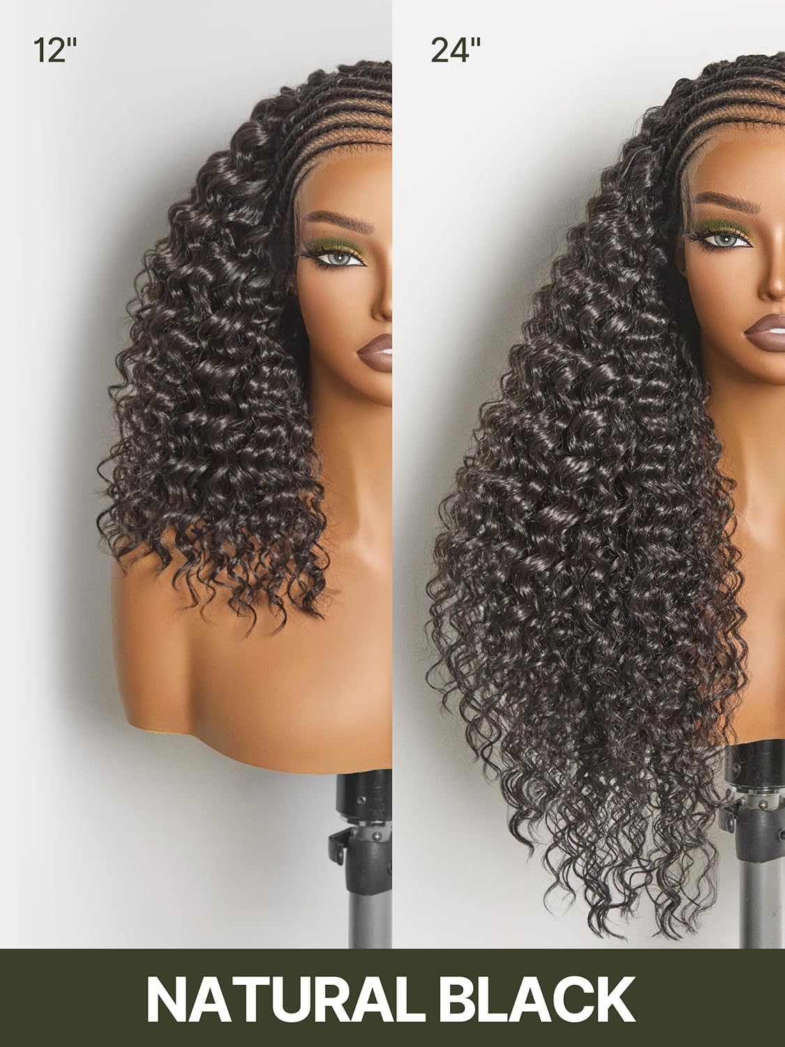 Frodio 13×6 Cornrow Braided Wigs for Black Women 24 Inches Lace Front Wig | Pre-Cut Water Wave Lace Wig Veralux™ Fiber Natural Look Beginner Friendly