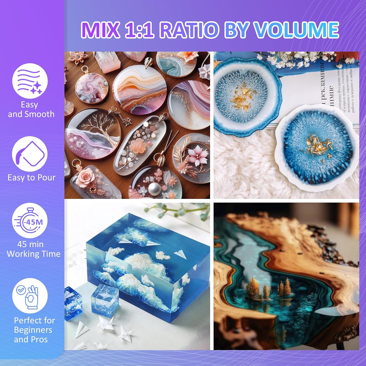 KISREL Fast Cure Epoxy Resin. 4 Hour Mold Demold-1Gallon Quick Cure Resin | Crystal Clear and Bubble Free. Fast Drying Clear Resins