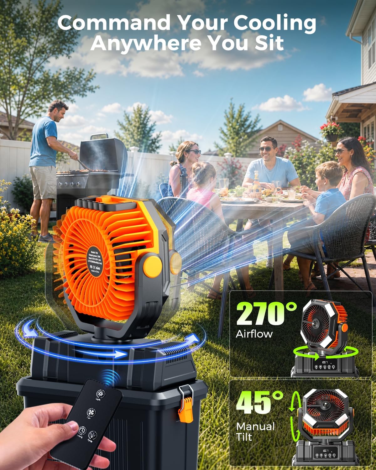 Etholzon 40000mAh Misting Fans for Outside. 15L Large Tank Portable Misting Fan. Battery Powered Outdoor Mister Fan with Remote & LED Light. Wide 270° Coverage for Camping Patio Backyard