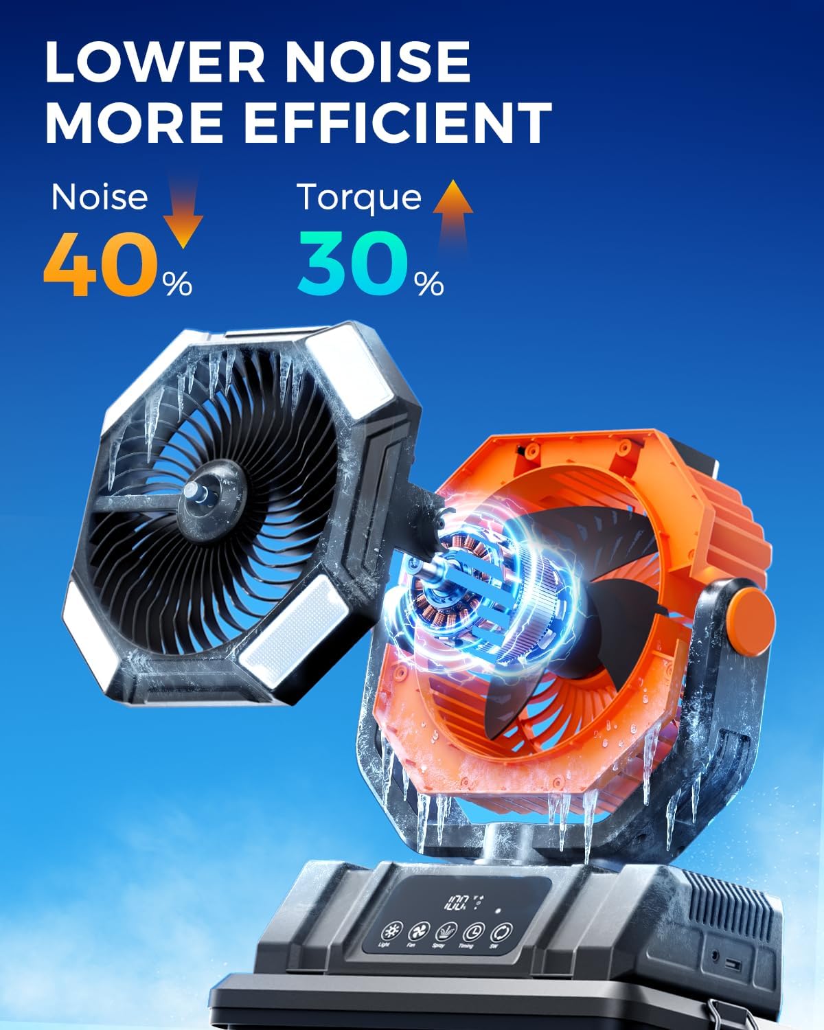 Etholzon 40000mAh Misting Fans for Outside. 15L Large Tank Portable Misting Fan. Battery Powered Outdoor Mister Fan with Remote & LED Light. Wide 270° Coverage for Camping Patio Backyard