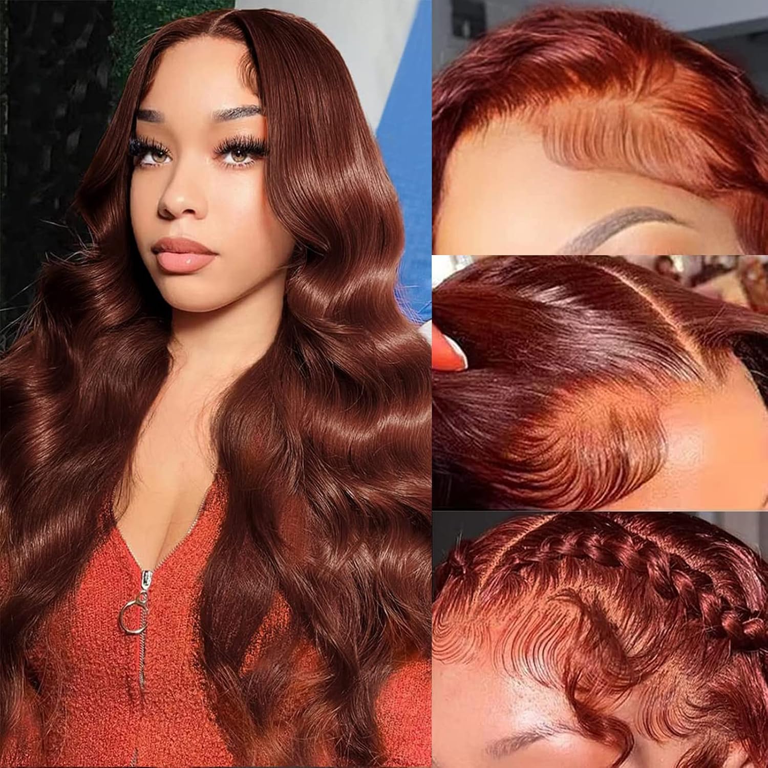 Avolo Reddish Brown Wig Human Hair 30 Inch Lace Front Wigs Human Hair Pre Plucked 13x4 Body Wave Frontal Wigs Human Hair Auburn Colored Human Hair Lace Front Wigs HD Lace Frontal Human Hair Wigs