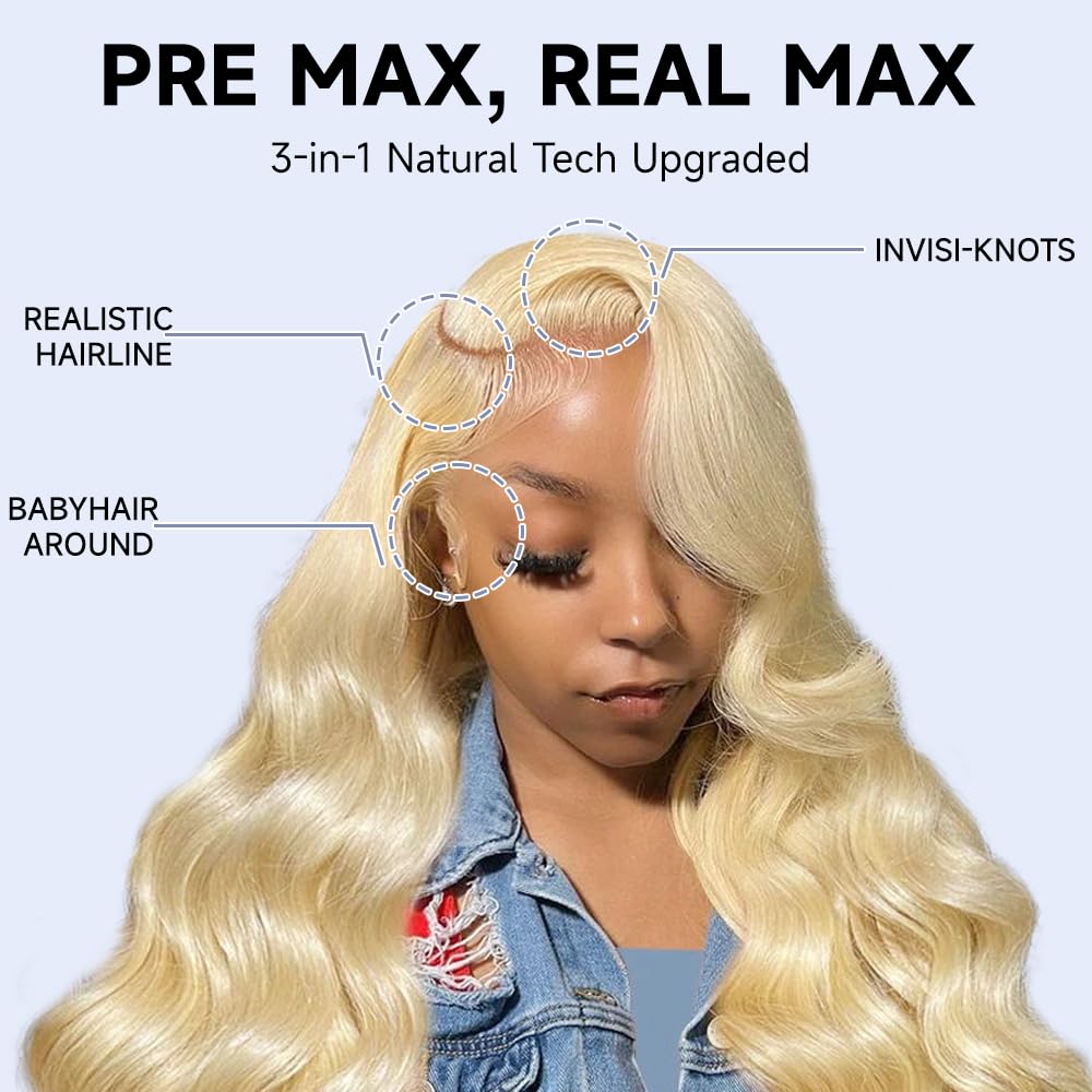 Waimro Blonde Wig Human Hair 210 Density 613 Lace Front Wig Human Hair 13x6 HD Lace Front Wigs 613 Body Wave Lace Front Wigs Pre Plucked 34 Inch