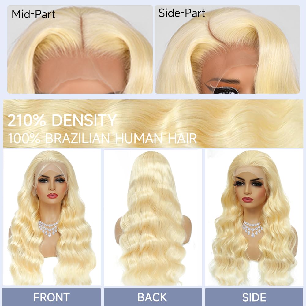 Waimro Blonde Wig Human Hair 210 Density 613 Lace Front Wig Human Hair 13x6 HD Lace Front Wigs 613 Body Wave Lace Front Wigs Pre Plucked 34 Inch
