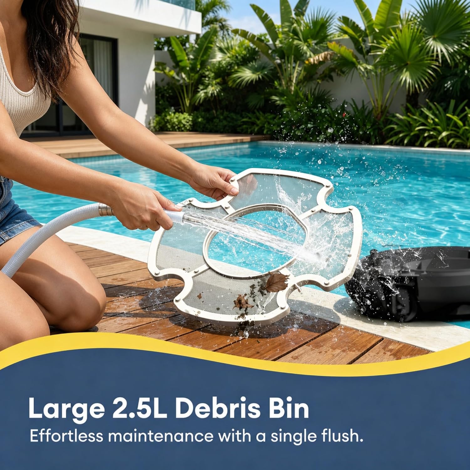 Ultenic Cordless Robotic Pool Cleaner with Remote&APP Control. Pool Vacuum for Above & In-Ground Pool up to 850 Sq.ft.. 90 Mins Long Runtime. Fast Charging. Self-Parking&2.5L Large Filter. Green
