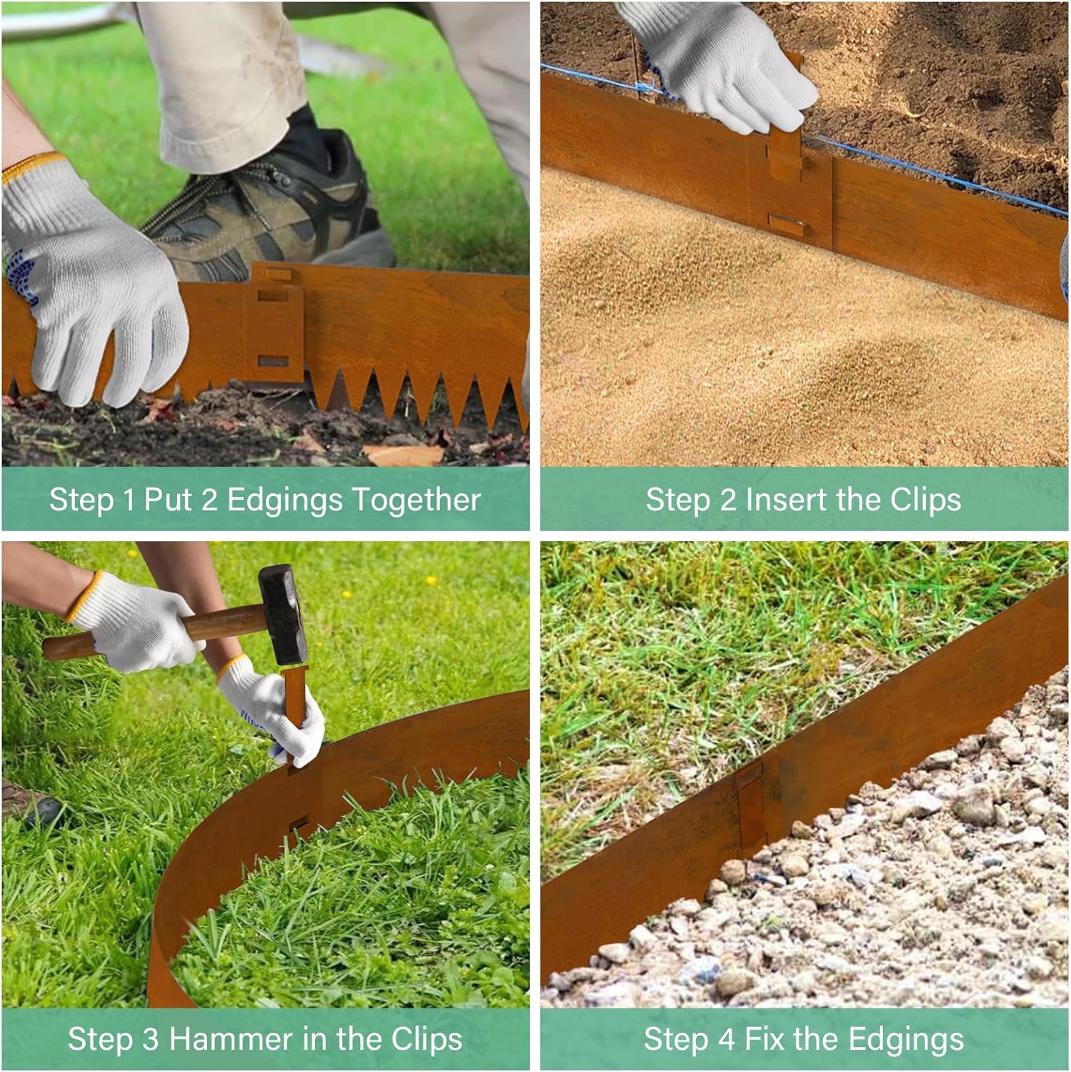 Ganeekiron Co rten Steel Landscape Edging 12 Inch. 6 Packs Pre-Rusted | 40x12 inch | Metal Edging | 1mm thick for garden yard lawn