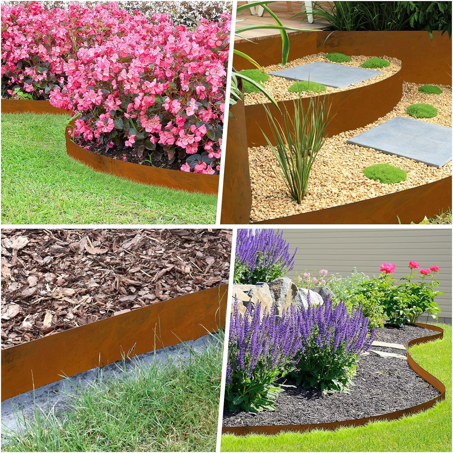 Ganeekiron Co rten Steel Landscape Edging 12 Inch. 6 Packs Pre-Rusted | 40x12 inch | Metal Edging | 1mm thick for garden yard lawn