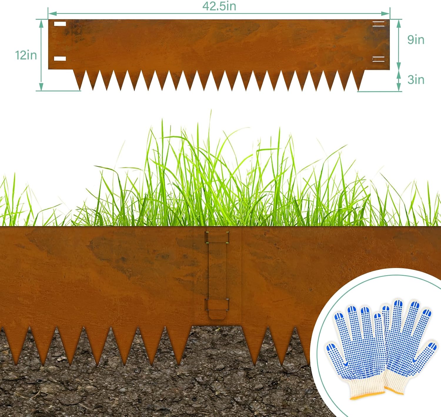 Ganeekiron Co rten Steel Landscape Edging 12 Inch. 6 Packs Pre-Rusted | 40x12 inch | Metal Edging | 1mm thick for garden yard lawn