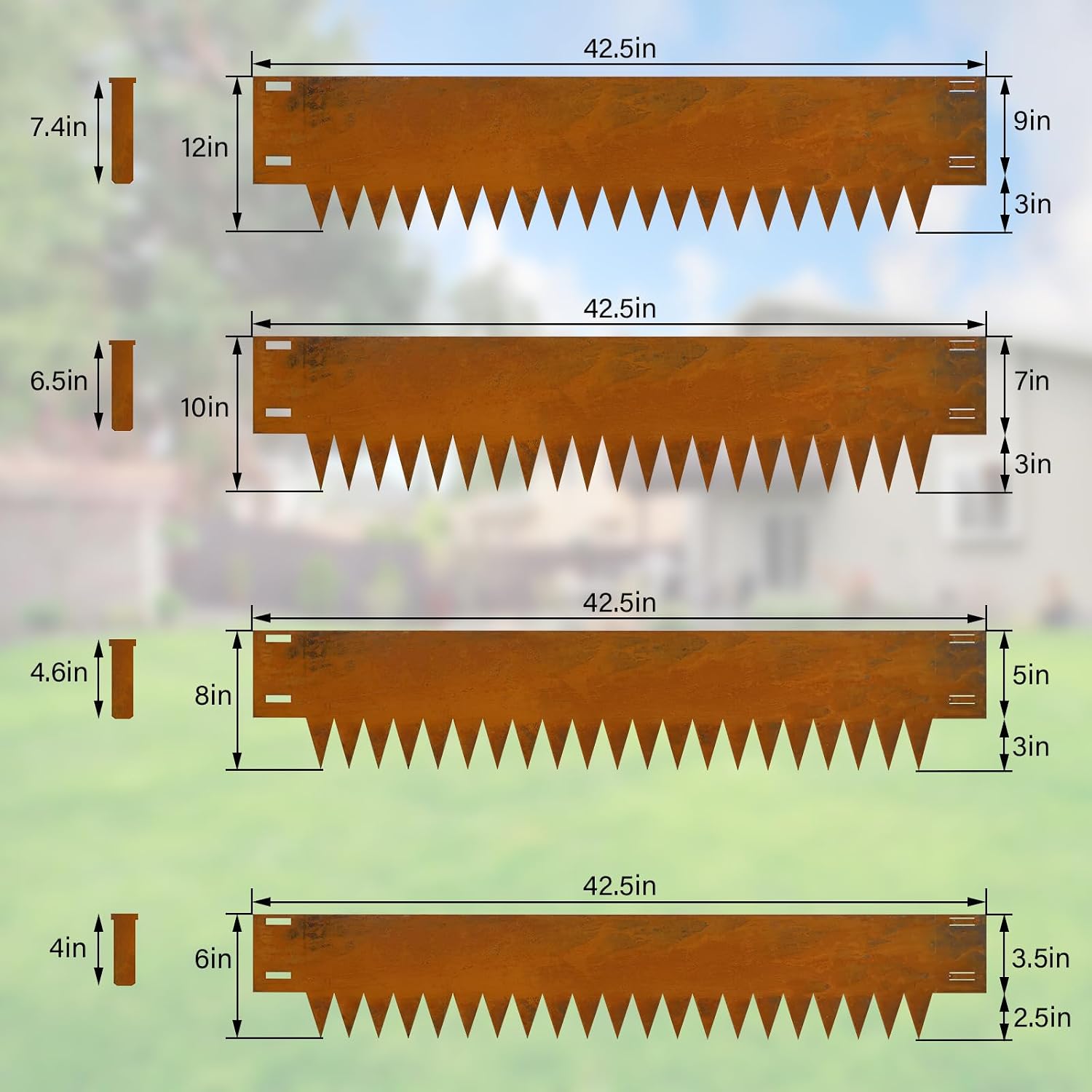 Ganeekiron Co rten Steel Landscape Edging 12 Inch. 6 Packs Pre-Rusted | 40x12 inch | Metal Edging | 1mm thick for garden yard lawn