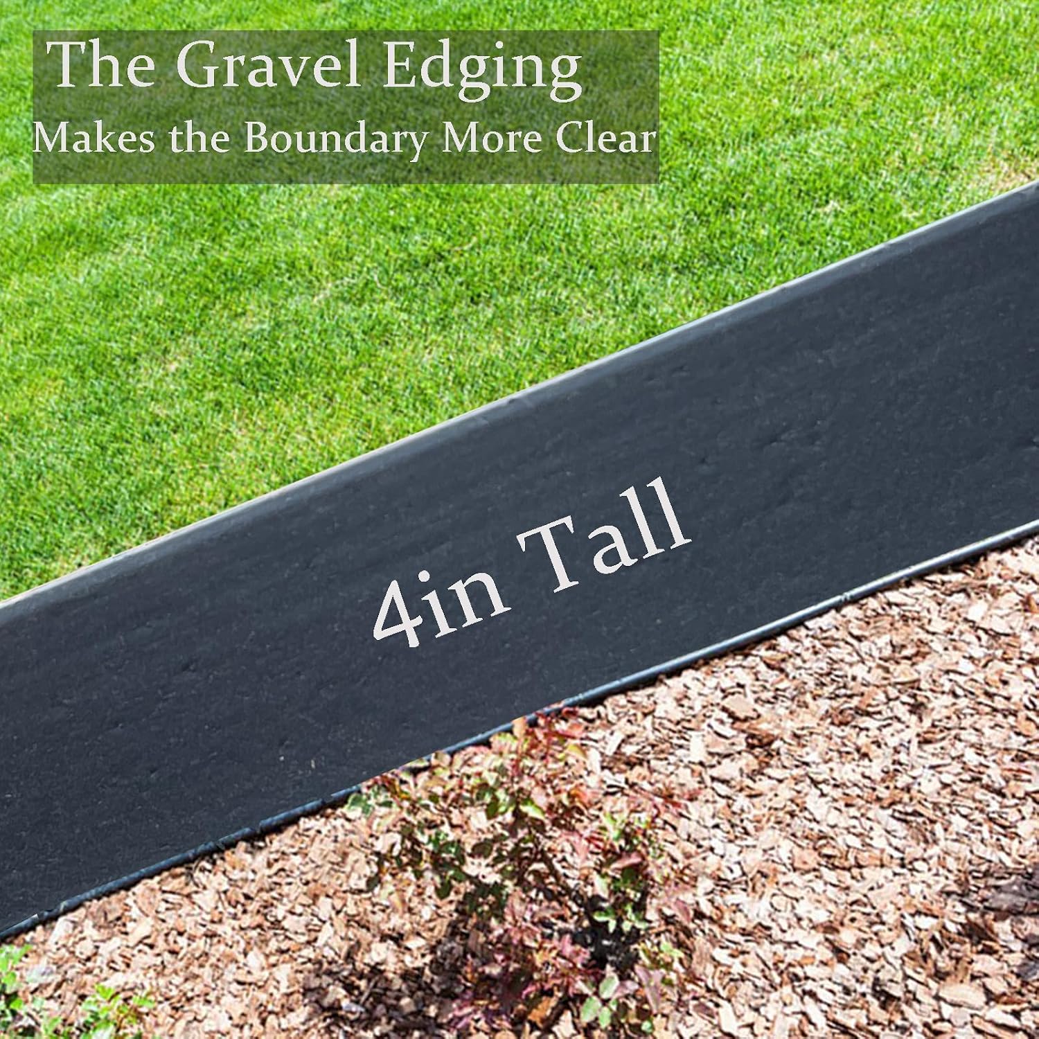 Landscape Edging Border 120FT. 4IN Tall Plastic Garden Edging | Lawn Edging Kit with 180pcs Spikes. Tool-Free Flexible Edge Border for Yard. Flowerbeds. Tree Surrounds. Pathway. Black