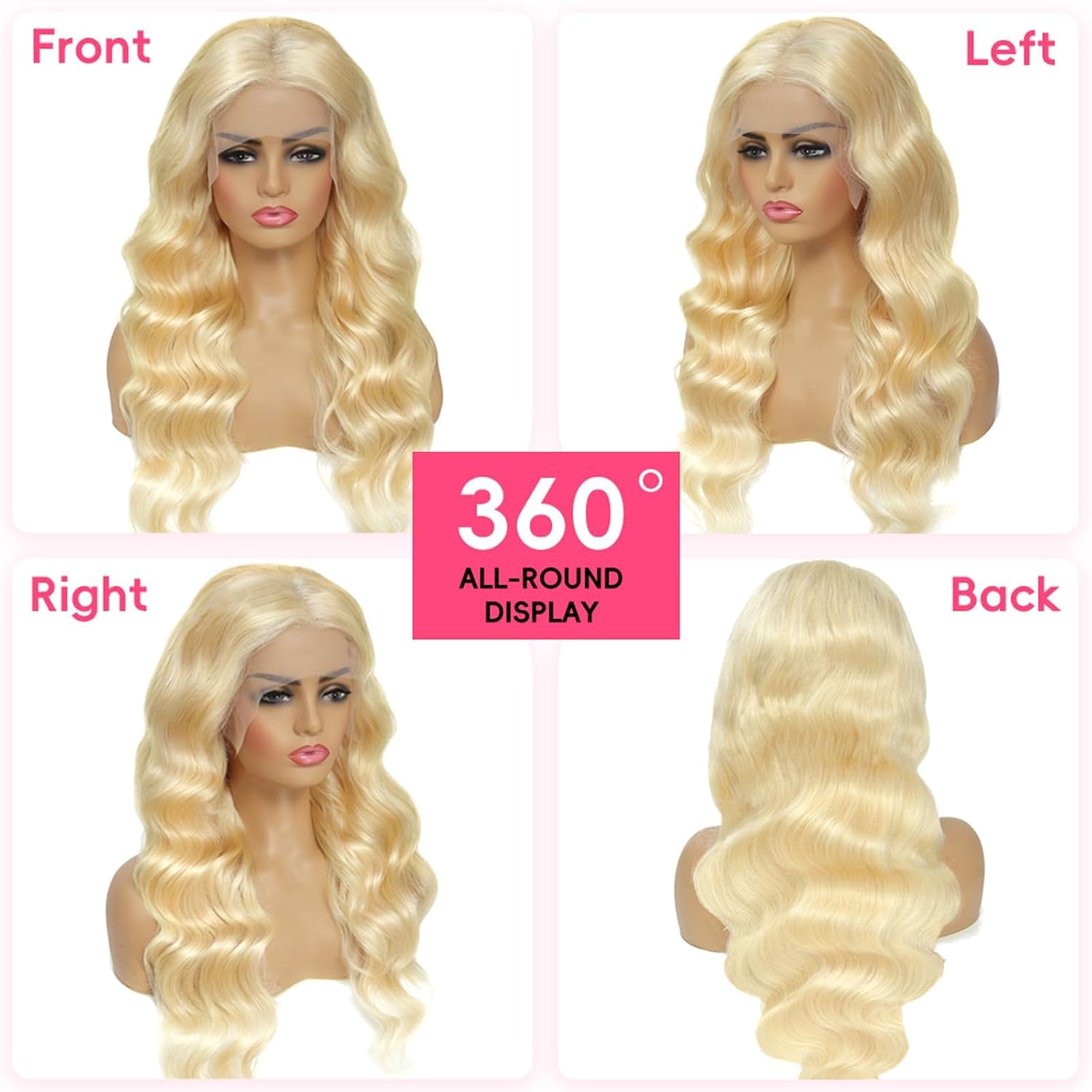 Cloudeer 613 13x6 Lace Front Wig Human Hair 32 Inch Blonde Wig Human Hair | Body Wave 13x6 HD Lace Front Wigs Human Hair Pre Plucked 200 Density Blonde Frontal Wigs Human Hair Glueless Wigs for Women