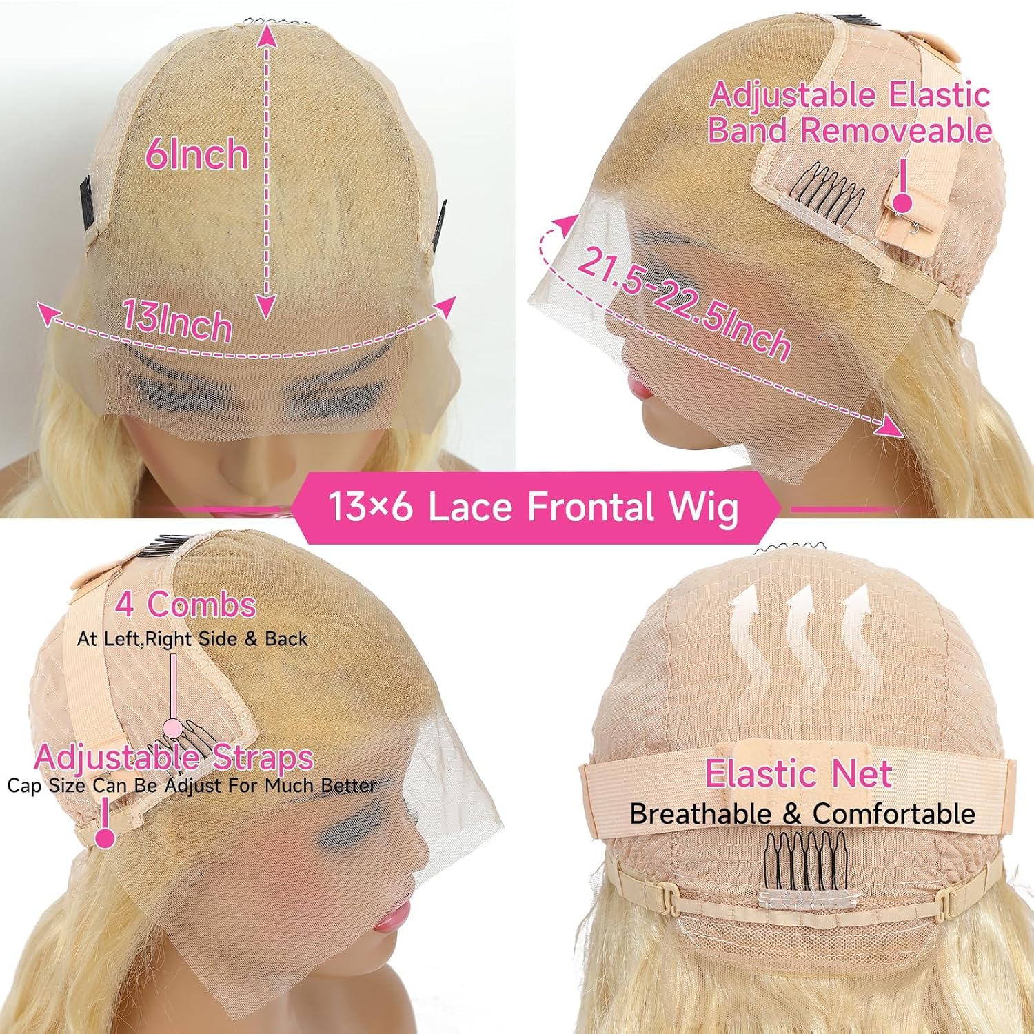Cloudeer 613 13x6 Lace Front Wig Human Hair 32 Inch Blonde Wig Human Hair | Body Wave 13x6 HD Lace Front Wigs Human Hair Pre Plucked 200 Density Blonde Frontal Wigs Human Hair Glueless Wigs for Women