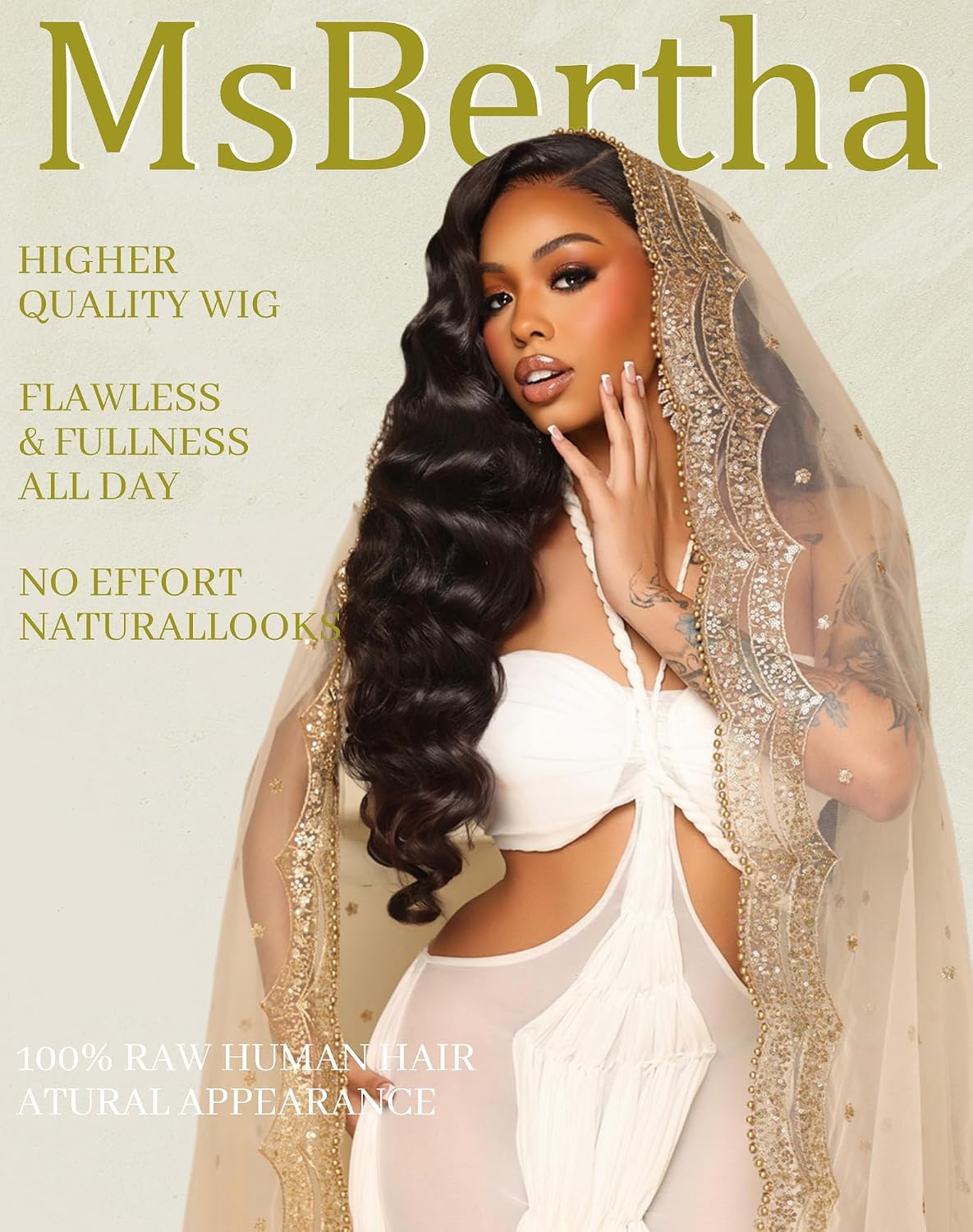 MsBertha 26 Inch Body Wave Human Hair Wig 13x6 Lace Front Wigs Human Hair Pre Plucked 200 Density HD Lace Frontal Wigs With Baby Hair Glueless Wigs Silky Smooth Tangle-free for Women Daily