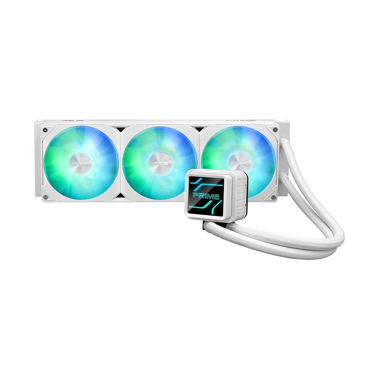 ASUS Prime LC 360 ARGB White Edition all-in-one CPU liquid cooler with special CPU contact area. water block with infinity mirror lens options. pre-installed ARGB fans & Aura lighting. 6 Year Warranty