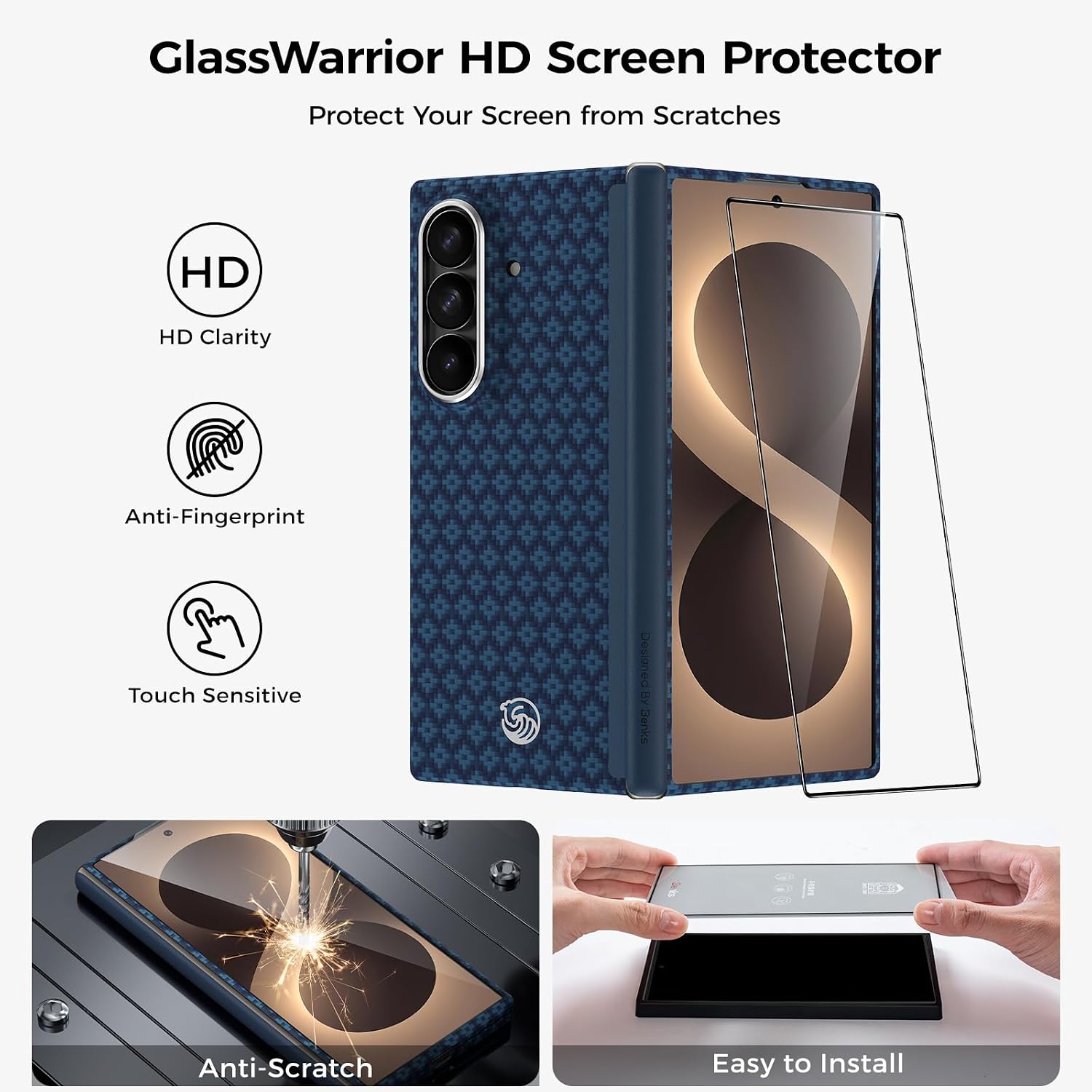 BENKS for Samsung Galaxy Z Fold 8 Ultra Case with Screen Protector. MagSafe Compatible Kevlar Case with Hinge Protection. Magnetic 3-in-1 Slim Protection Set. ArmorGrid Air Grand Combo
