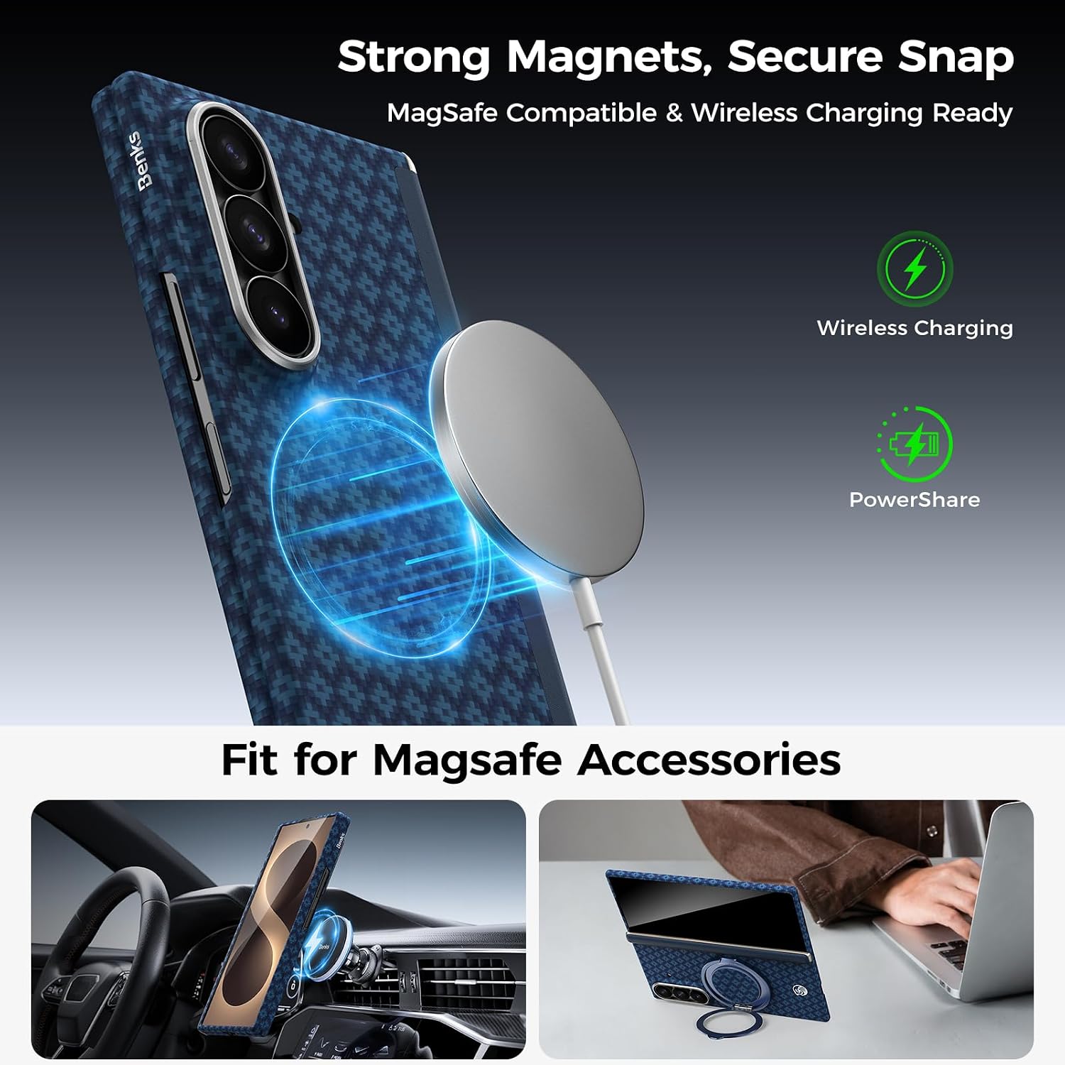 BENKS for Samsung Galaxy Z Fold 8 Ultra Case with Screen Protector. MagSafe Compatible Kevlar Case with Hinge Protection. Magnetic 3-in-1 Slim Protection Set. ArmorGrid Air Grand Combo