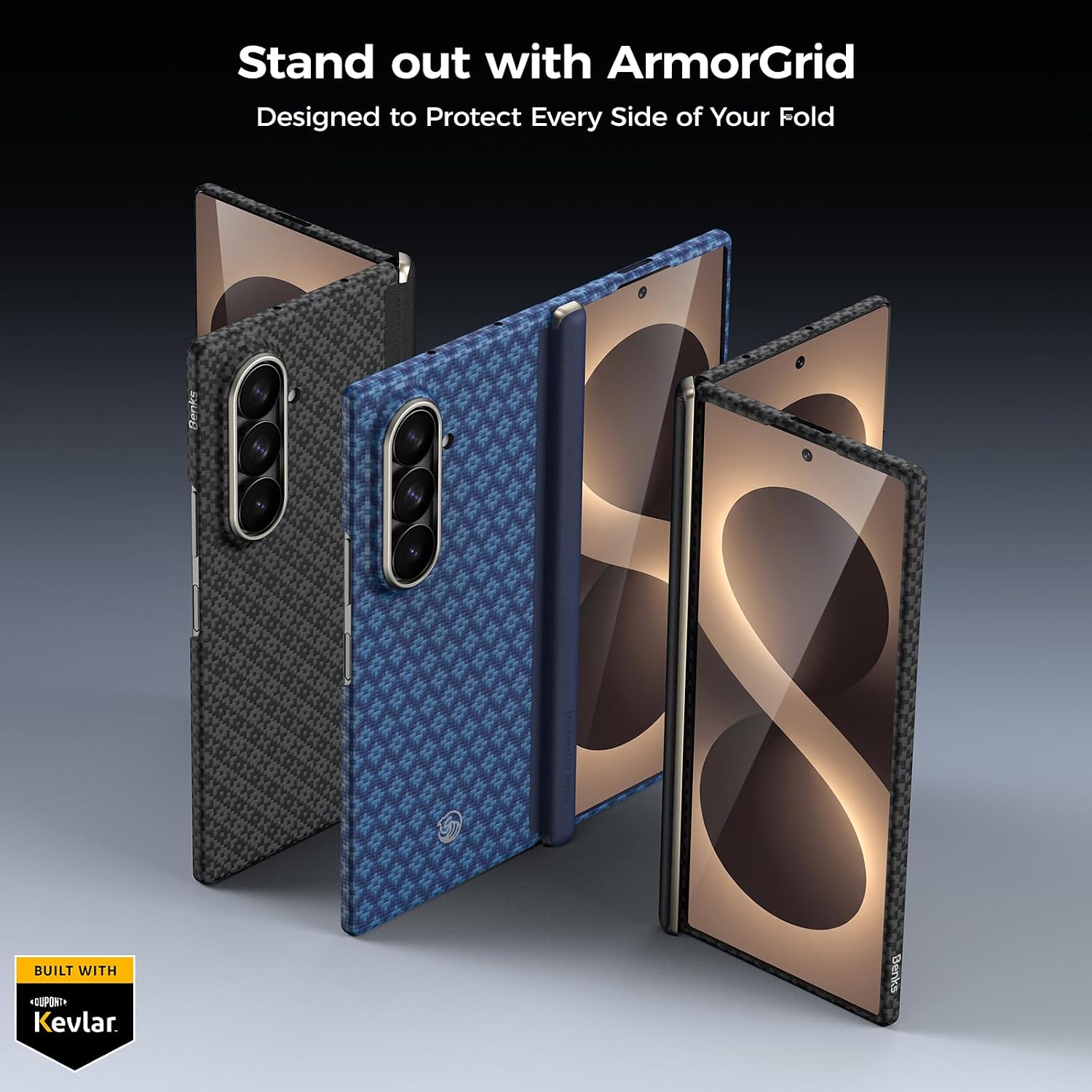 BENKS for Samsung Galaxy Z Fold 8 Ultra Case with Screen Protector. MagSafe Compatible Kevlar Case with Hinge Protection. Magnetic 3-in-1 Slim Protection Set. ArmorGrid Air Grand Combo