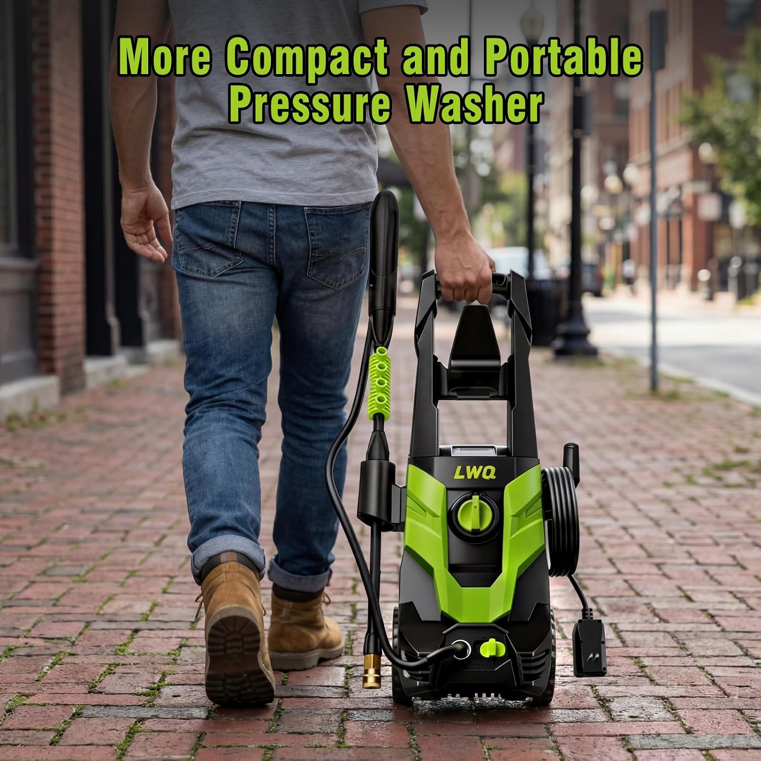 Pressure Washer. Portable Power Washer. 4 Quick Connect Nozzles. High Pressure Cleaning Machine for Car Fence Driveway Patio Washing and More(Light Green)
