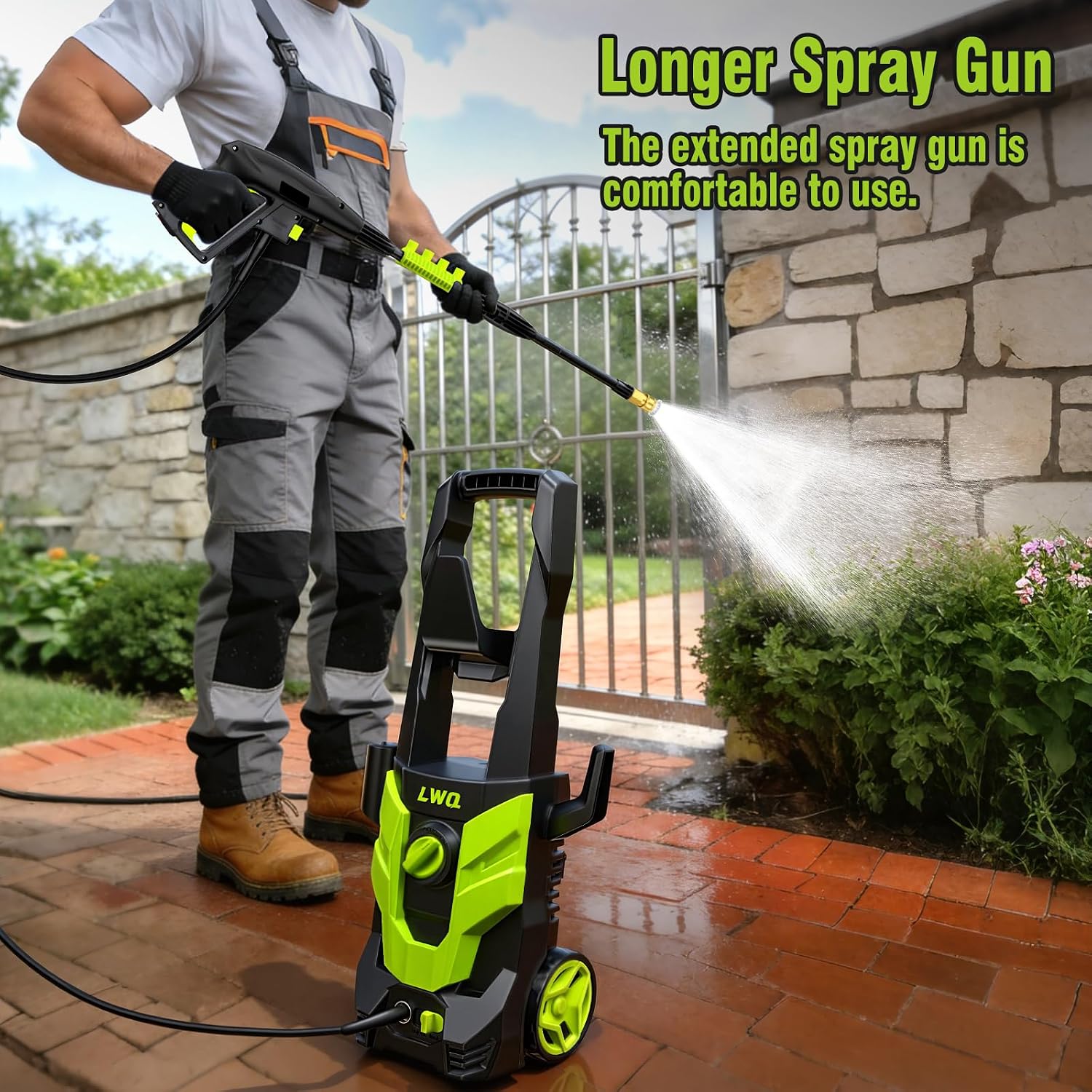 Pressure Washer. Portable Power Washer. 4 Quick Connect Nozzles. High Pressure Cleaning Machine for Car Fence Driveway Patio Washing and More(Light Green)