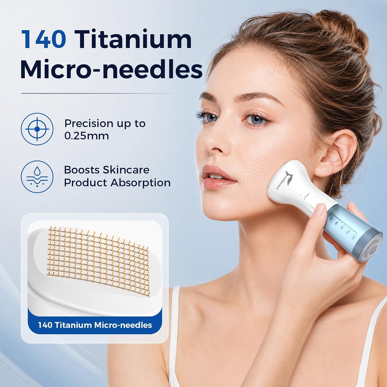 Micro-Infusion System for Face&Neck- 0.25mm Facial Stamp with Hydrating Spray and Blue Copper Peptide for Anti-Wrinkle&Firmer-looking.Easy 5-Minute At Home.Facial Kit for All Skin Types-3Month Supply