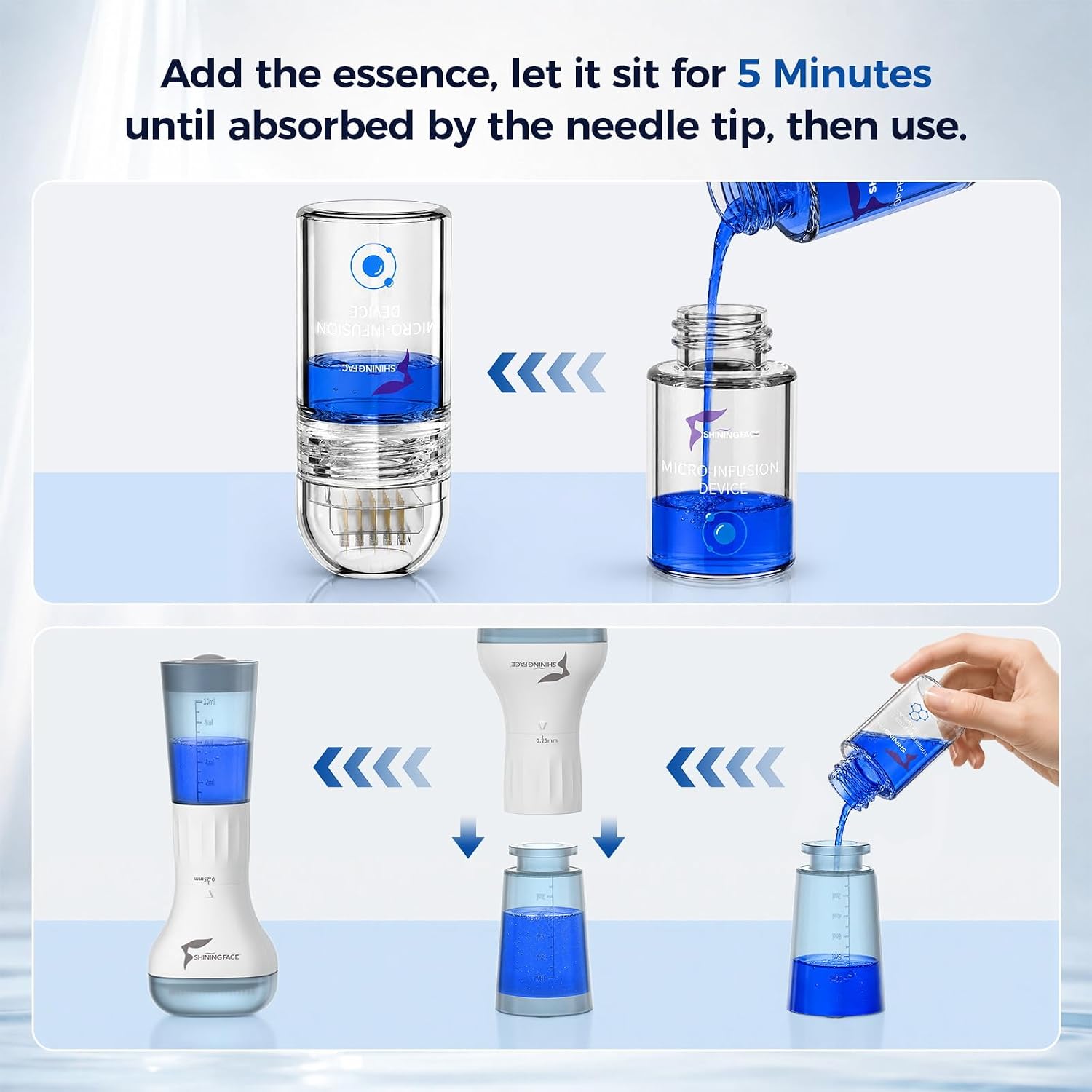 Micro-Infusion System for Face&Neck- 0.25mm Facial Stamp with Hydrating Spray and Blue Copper Peptide for Anti-Wrinkle&Firmer-looking.Easy 5-Minute At Home.Facial Kit for All Skin Types-3Month Supply