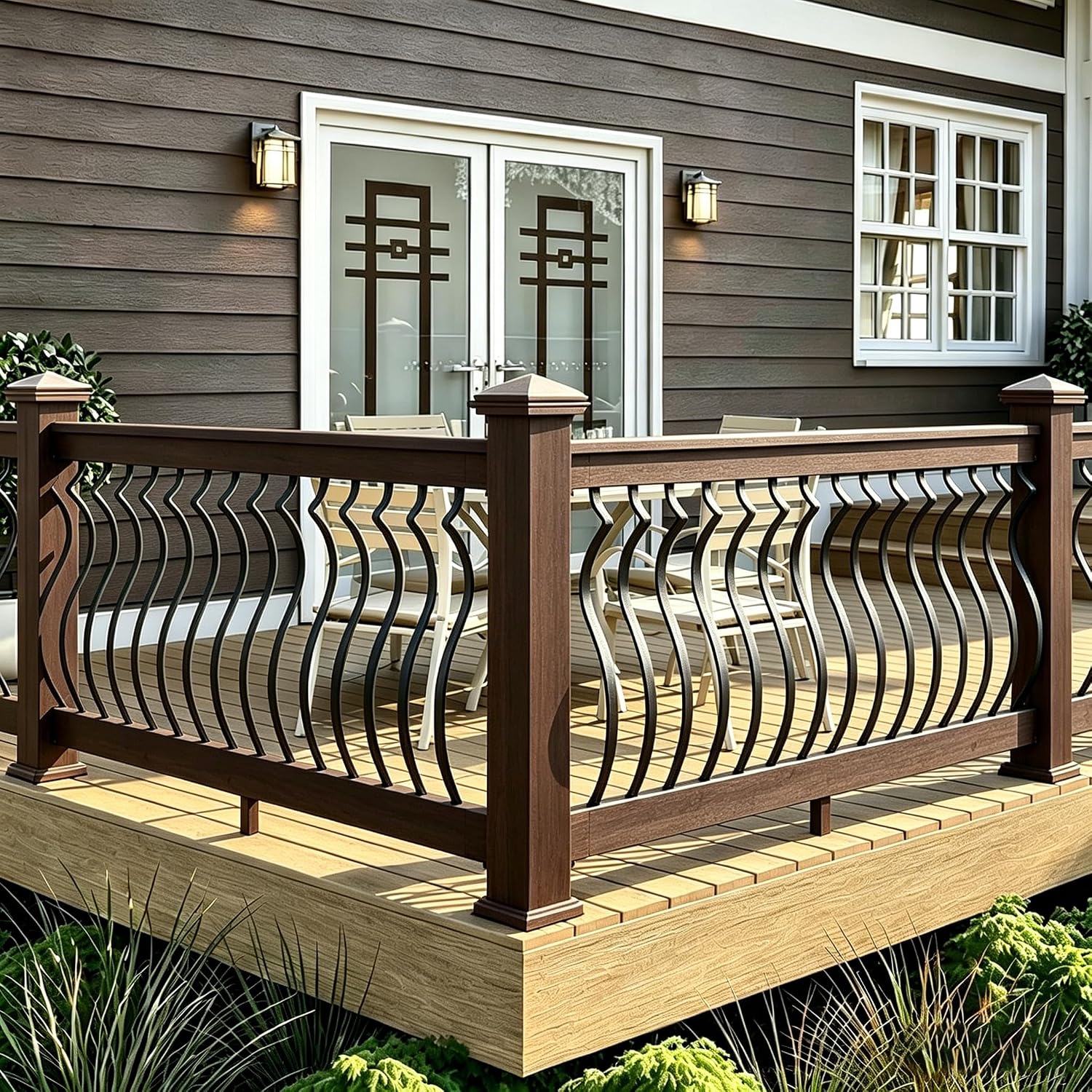 HZIU 61 Pack 29.5 Deck Balusters with Screws .Iron Deck Railing | Rustproof Pre-Drilled Wave Arc Spindles .Easy install Metal Spindles for Outdoor Porch Stair Deck Railing - Amazon.com