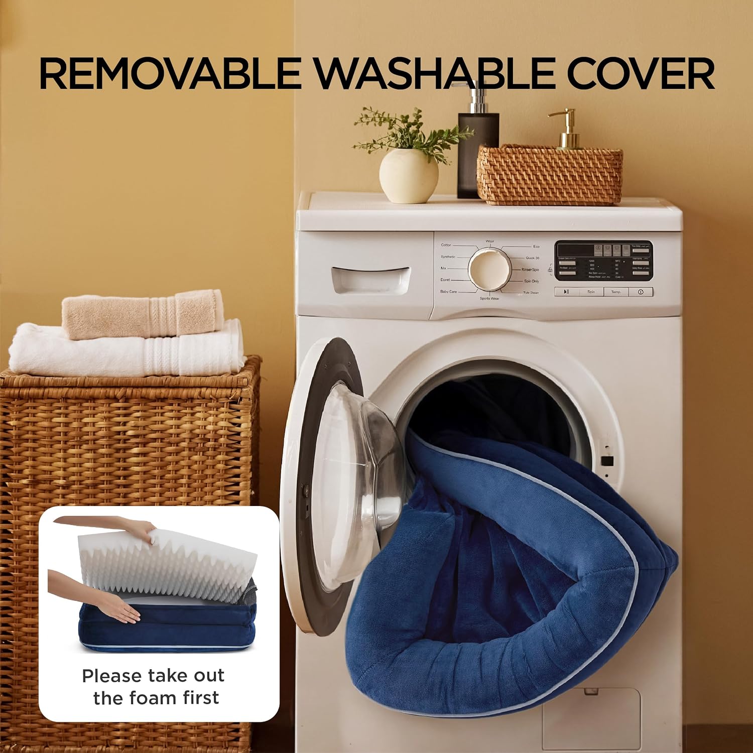 Bedsure Orthopedic Dog Beds for Small Dogs - Washable Small Dog Cat Bed Waterproof. Comfort Pet Couch Sofa with Washable Removable Cover. Pets Bed with Nonskid Bottom. Blue Navy. 24 | 24 Classic Comfy Puppy Couch Sofa Waterproof. Cozy Bolster Sides. Nonslip Bottom. Pet bed for Cats.Senior Dogs. Blue Navy