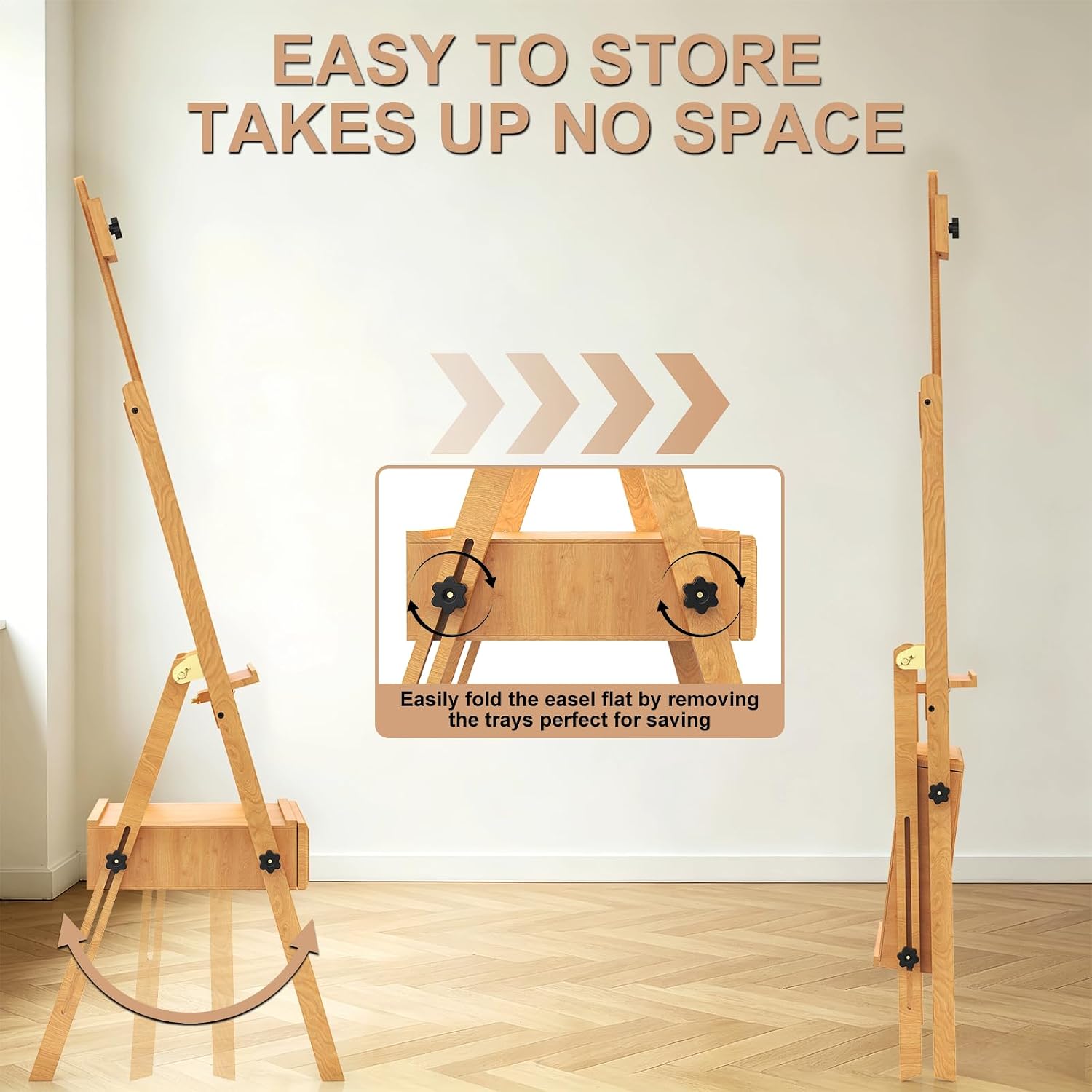 Large Beech Wood H-Frame Easel.Painting Easel with Storage Drawer.Up to 36 | Multi-Function Studio Easel. Professional Foldable Artist Easel Stand for Painting. Holds Canvas Art up to 36
