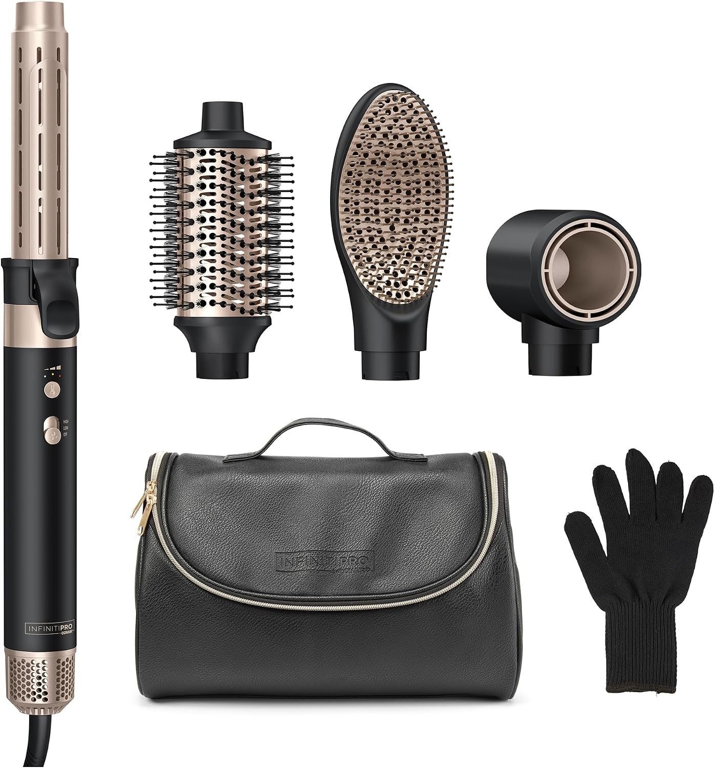 Conair DigitalAire Hot Air Styling System. 4 Attachments. Ionic Technology | Multi-styler with high-speed brushless motor. set includes curling wand. round brush. paddle brush. and drying nozzle