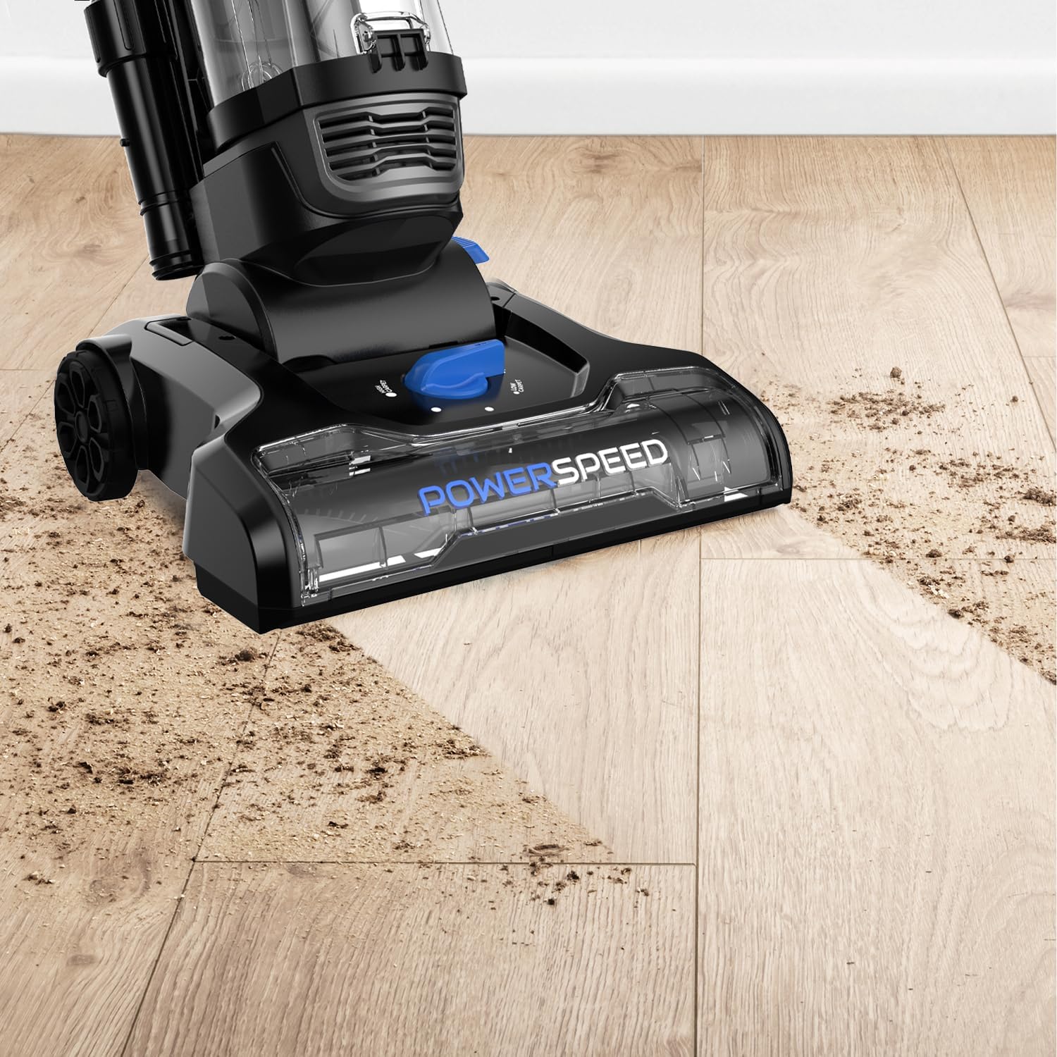 Eureka PowerSpeed Lightweight Upright Vacuum Cleaner for Carpet and Hard Floor. Powerful Bagless Upright Vacuum Cleaner for Home Pets. NEU181A. Blue | Pet Hair. Carpet & Hard Floor. 2.6L Dust Cup. Pet Turbo Brush. Crevice & Upholstery Tools. Bagless. Blue