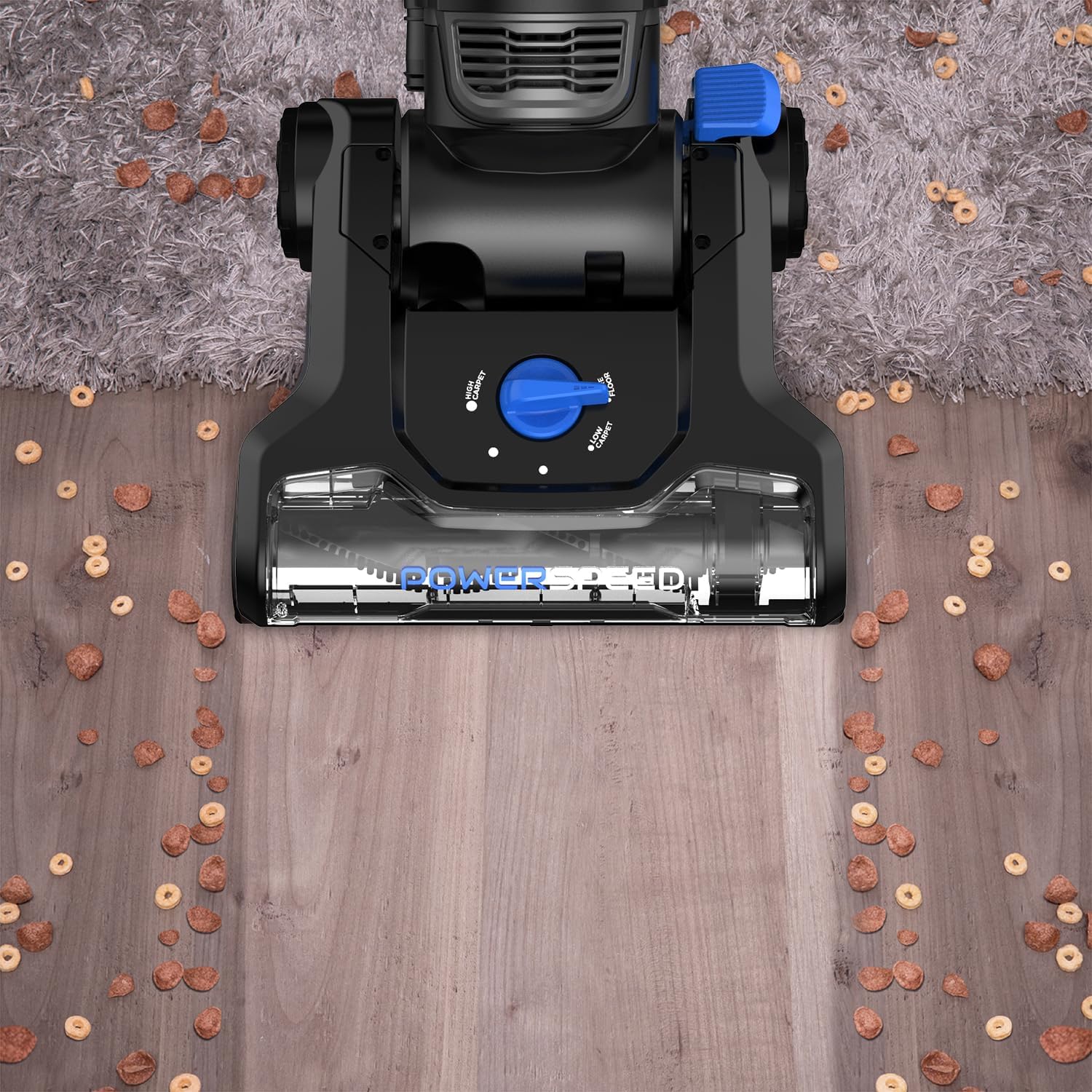 Eureka PowerSpeed Lightweight Upright Vacuum Cleaner for Carpet and Hard Floor. Powerful Bagless Upright Vacuum Cleaner for Home Pets. NEU181A. Blue | Pet Hair. Carpet & Hard Floor. 2.6L Dust Cup. Pet Turbo Brush. Crevice & Upholstery Tools. Bagless. Blue