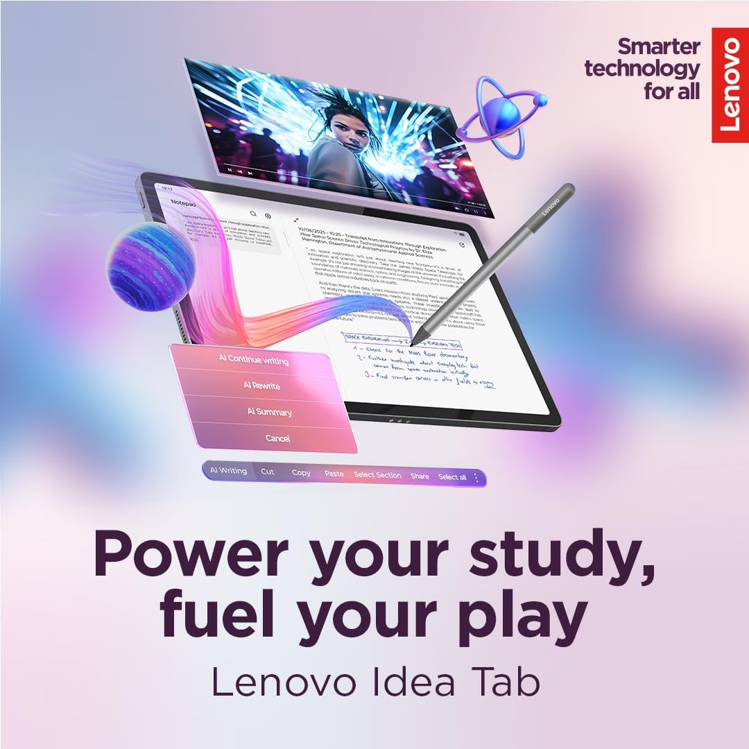 Lenovo Idea Tab - College Tablet - 11″ 2.5K IPS Touchscreen Display - 90Hz - MediaTek Dimensity 6300-4 GB Memory - 128 GB Storage - Integrated Arm Mali-G57 MC2 - Tab Pen and Folio Case