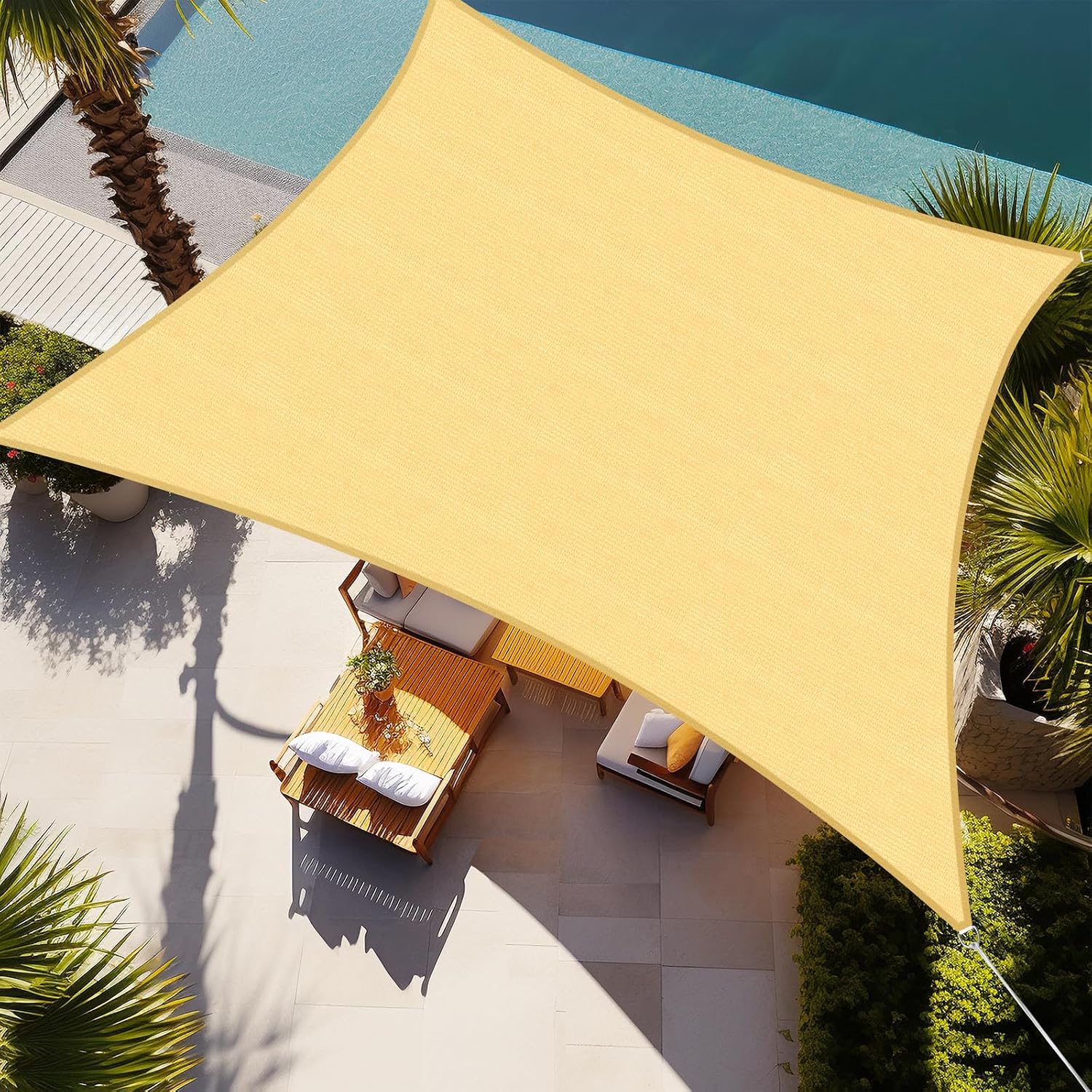 Shade&Beyond Custom 20'x26' Sun Shade Sail Canopy Rectangle UV Block Breathable Curved Sunshade for Backyard Yard Deck Outdoor Facility and Activities. Sand (We Make Custom Size)