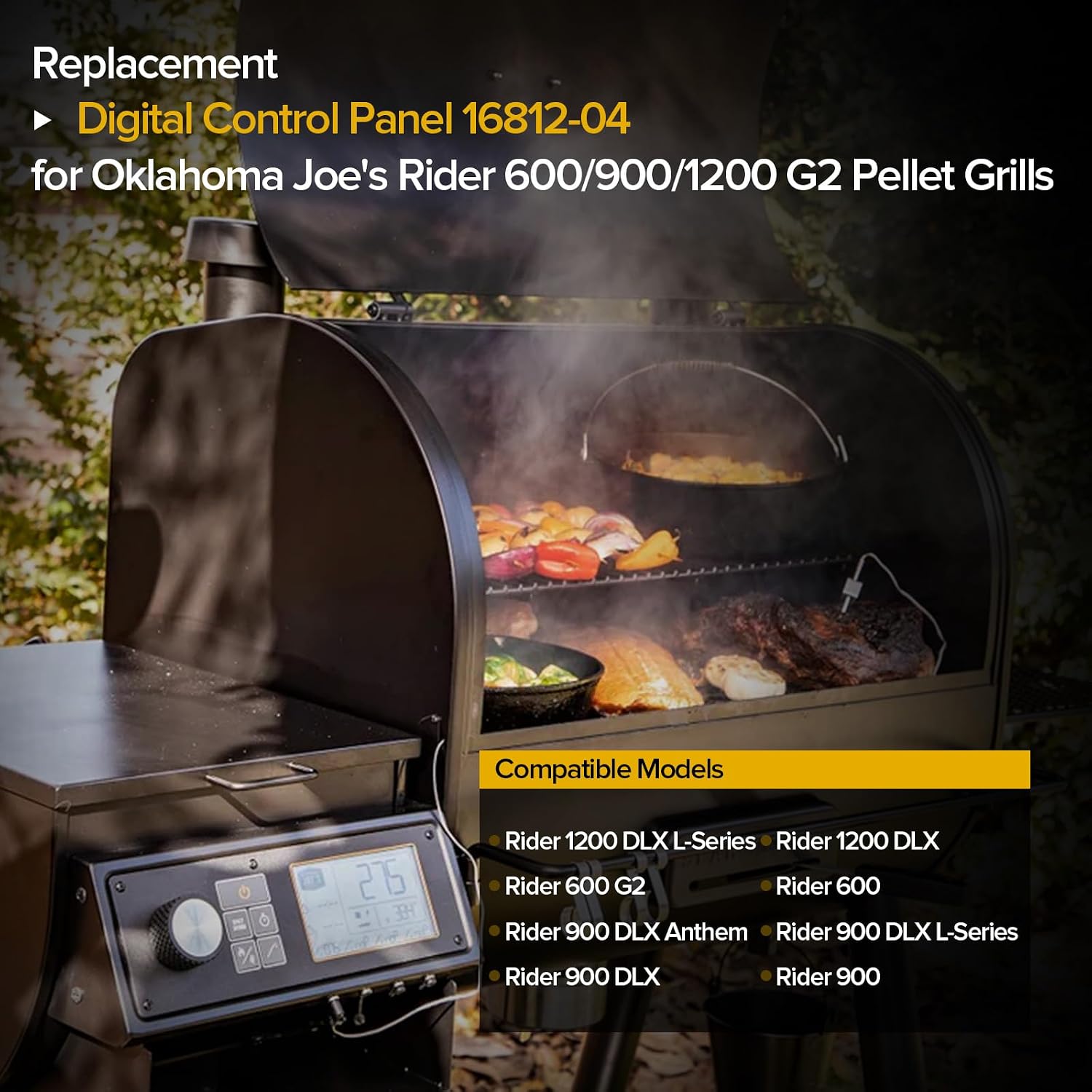 G2 Digital Control Panel Replacement Parts for Oklahoma Joe's Rider 600 900 1200 Generation 2 Pellet Grill Smokers.Control Broad Replacement for Oklahoma Joe's. Part Number 16812-04 16813-08