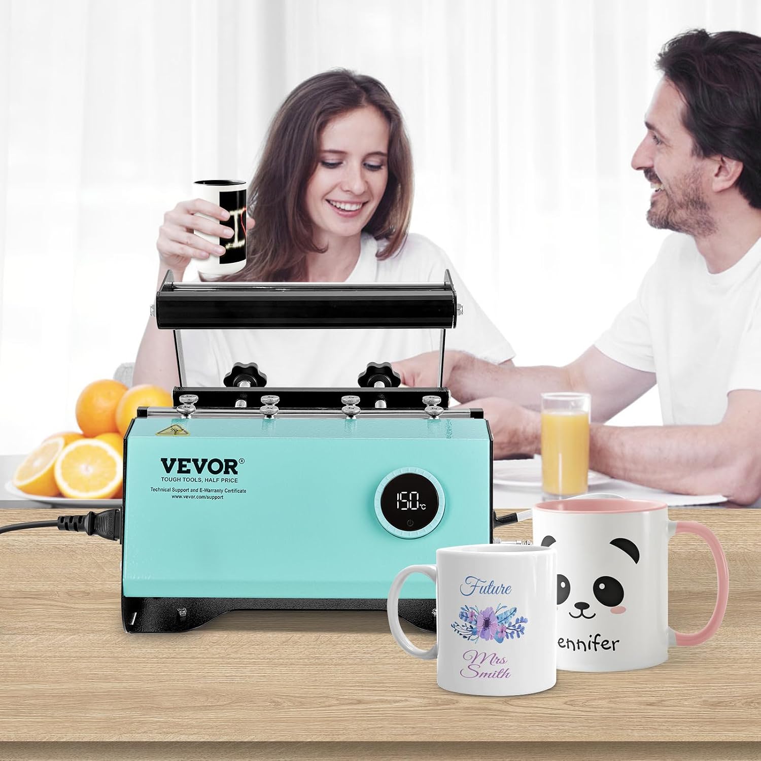 VEVOR Tumbler Heat Press Machine. Tumbler Press for 30OZ 20OZ Sublimation Straight Skinny Tumblers. with Knob Control Temp&Timer Setting for 11-16oz Mugs. Mug Press with Paper Heat Tape Gloves-Green