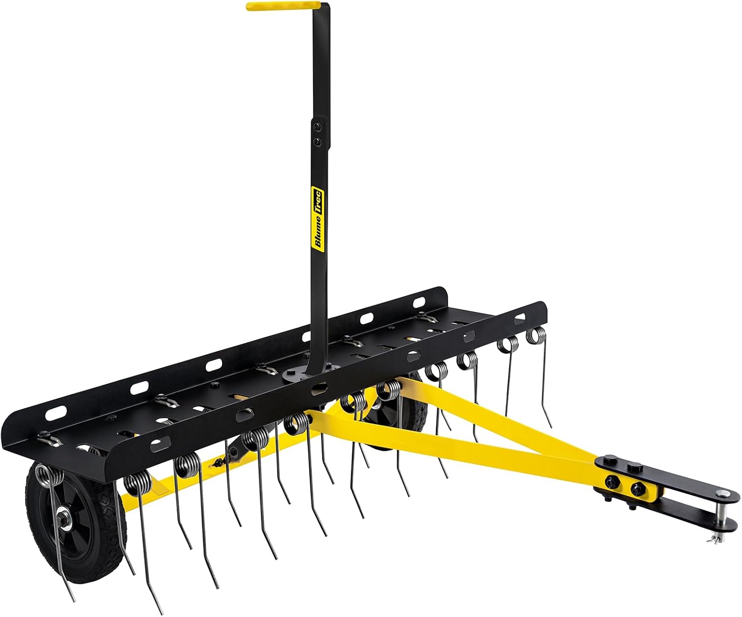 BlumeTrec Tow Behind Dethatcher. Pull Behind Lawn Dethatcher with Spring Steel Tines. Grass Dethatcher. Removes Thatch. Riding Lawn Tractor for Large Lawns. Yard and Garden Care. 40 Inch