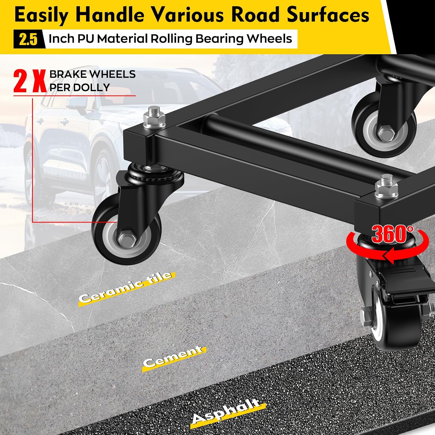 IMAYCC Car Dolly Set of 4. 6000 lbs Heavy Duty Car Wheel Dolly with Parallel Tube Design for Moving Vehicles. Trucks. SUVs. Motorcycles and Boats